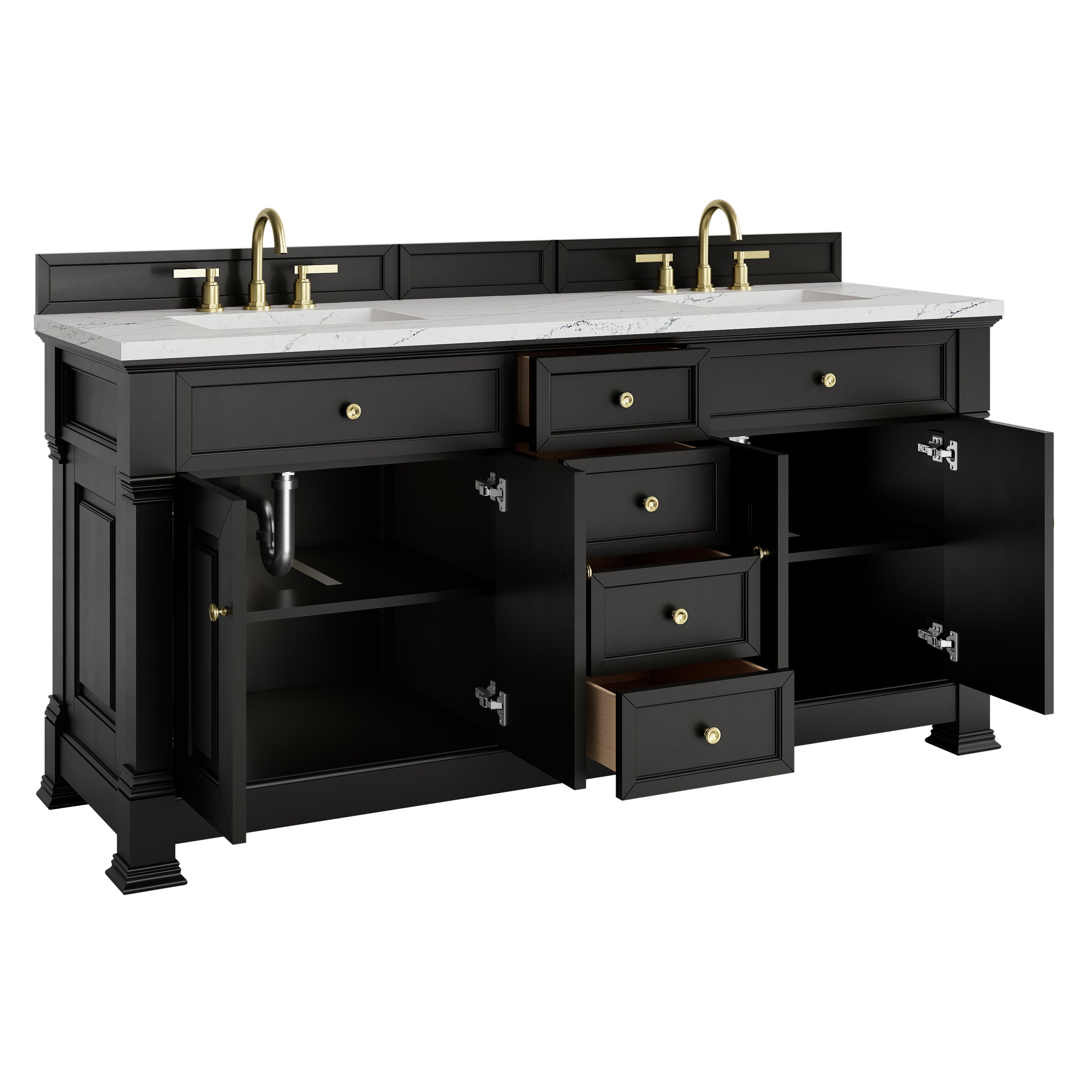 James Martin Brookfield 72" Double Vanity in Black Onyx with 3cm Countertop