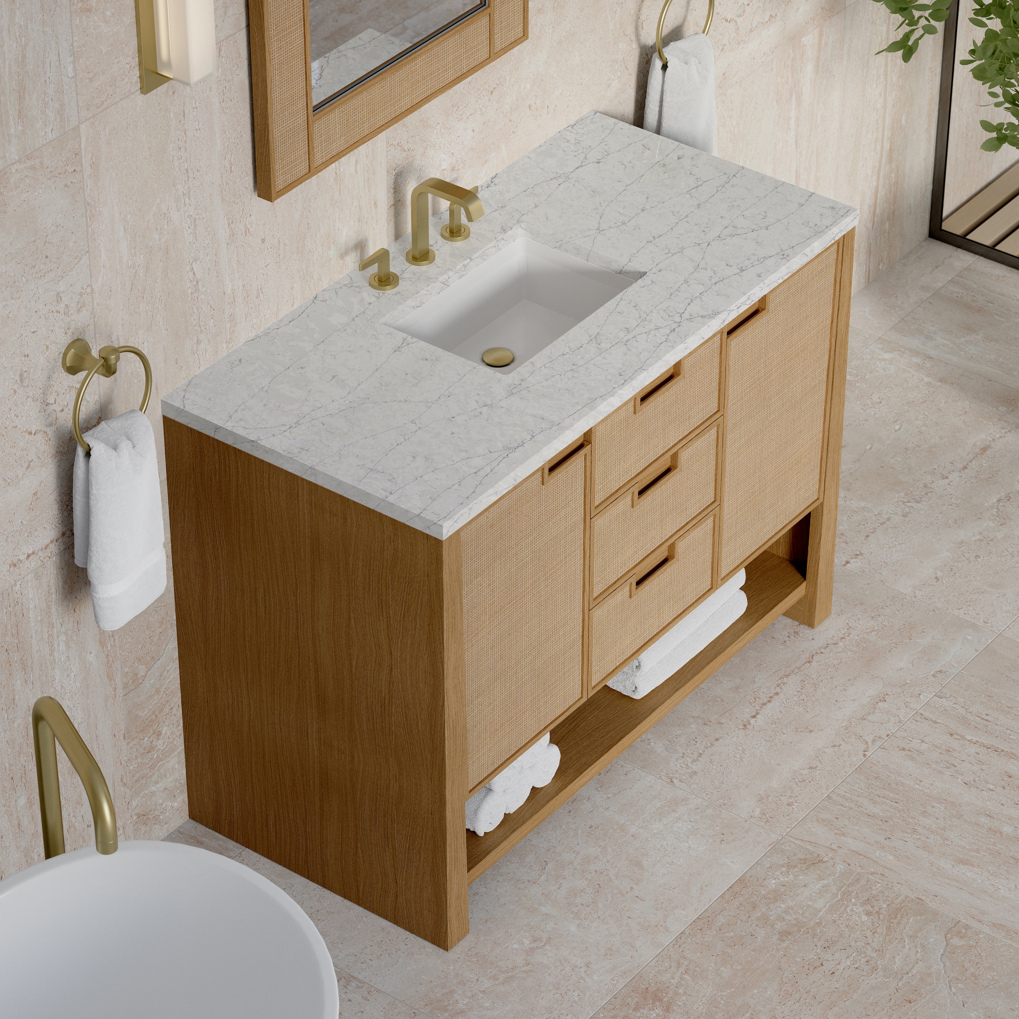James Martin Solene 48" Single Vanity in Seaside Oak with 3cm Countertop