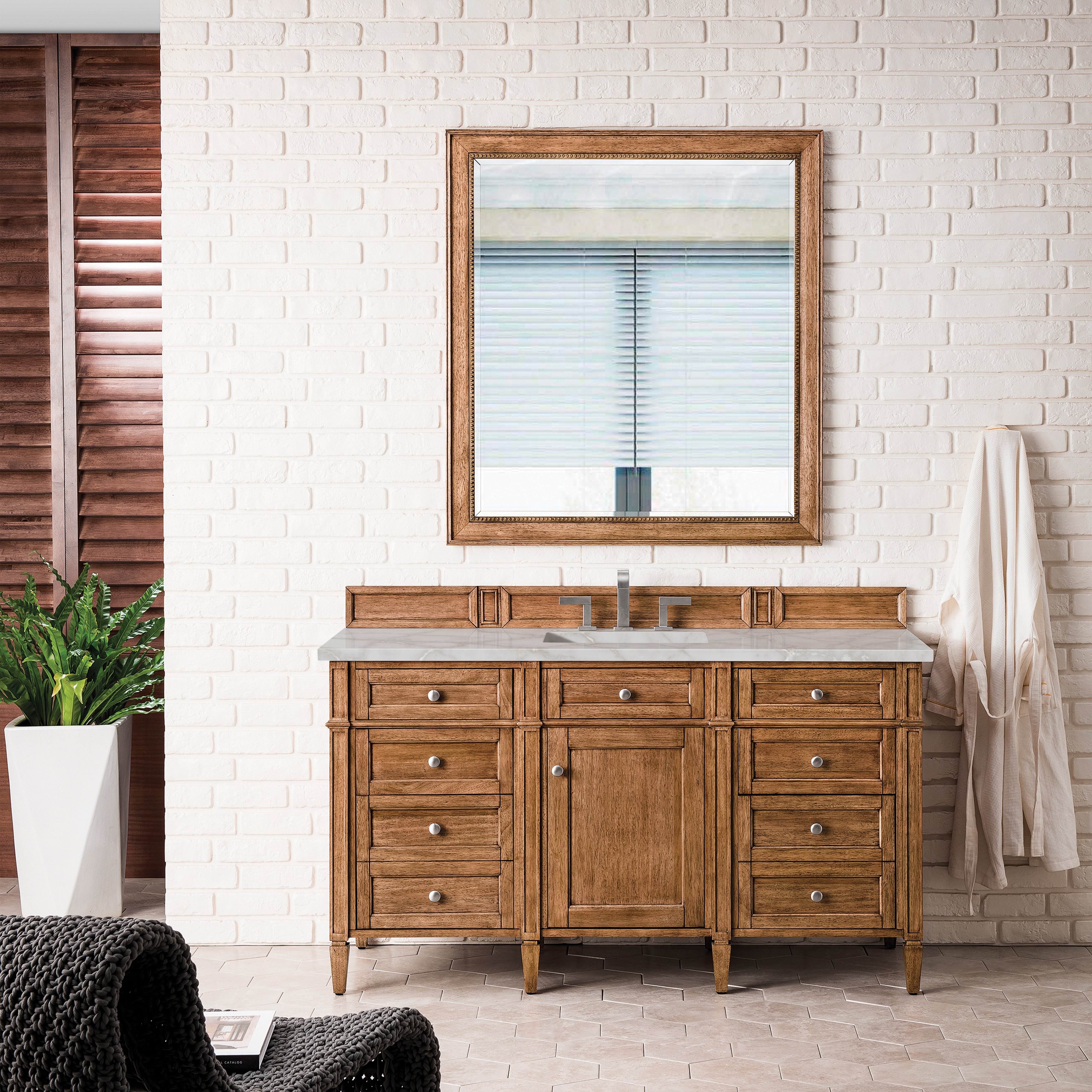 James Martin Brittany 60" Single Vanity in Saddle Brown with 3cm Countertop