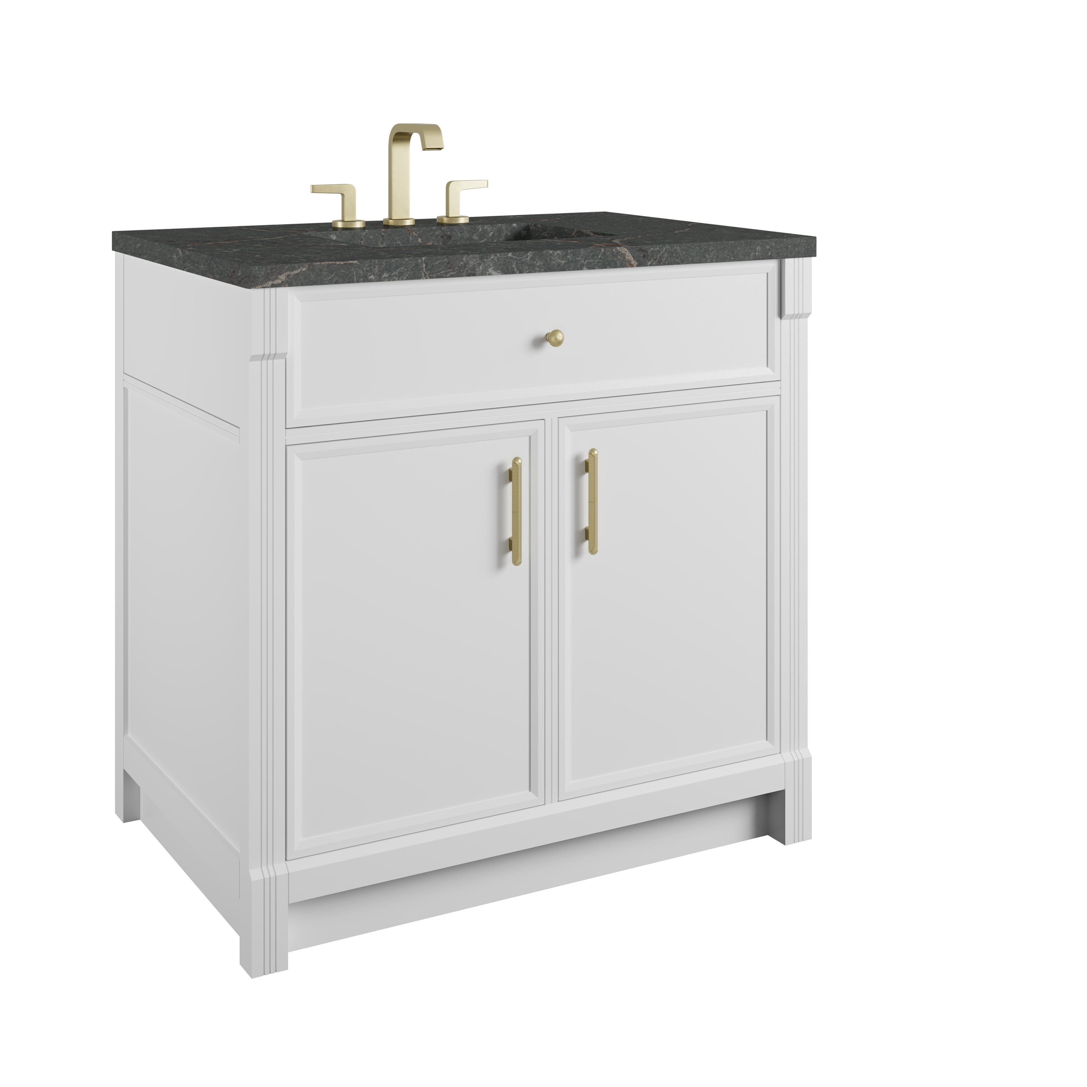 James Martin Bellshire 36" Single Vanity in Bright White with 3cm Countertop