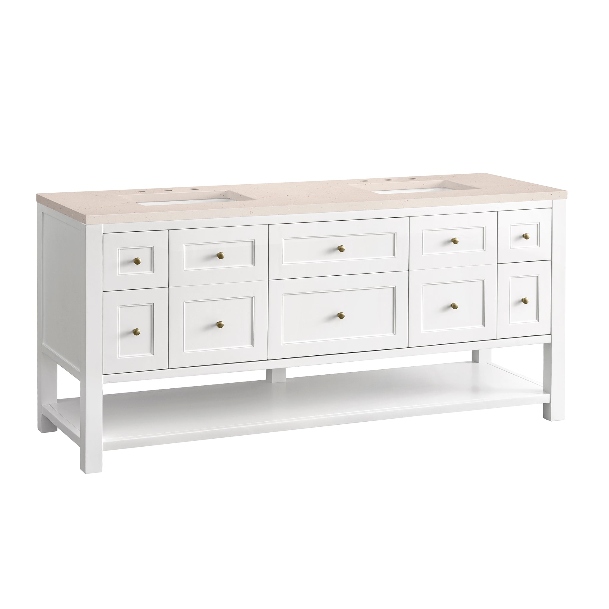 James Martin Breckenridge 72" Double Vanity in Bright White with 3cm Countertop