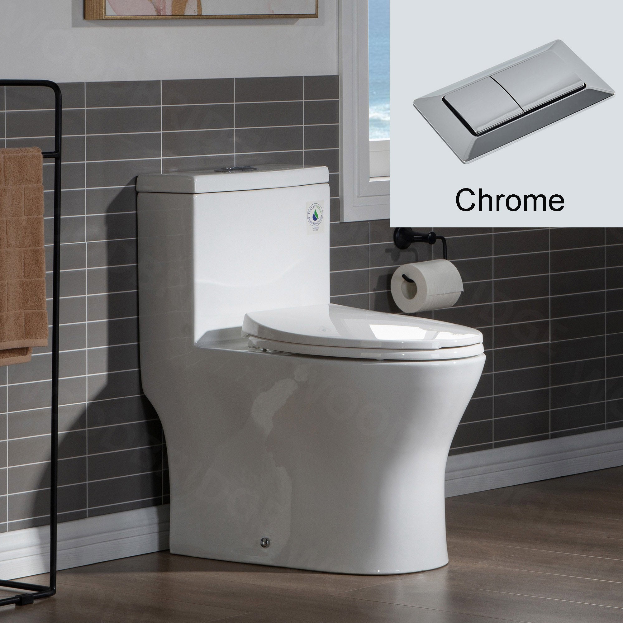 WOODBRIDGE Modern One Piece Dual Flush 1.28 GP Toilet,with Soft Closing Seat