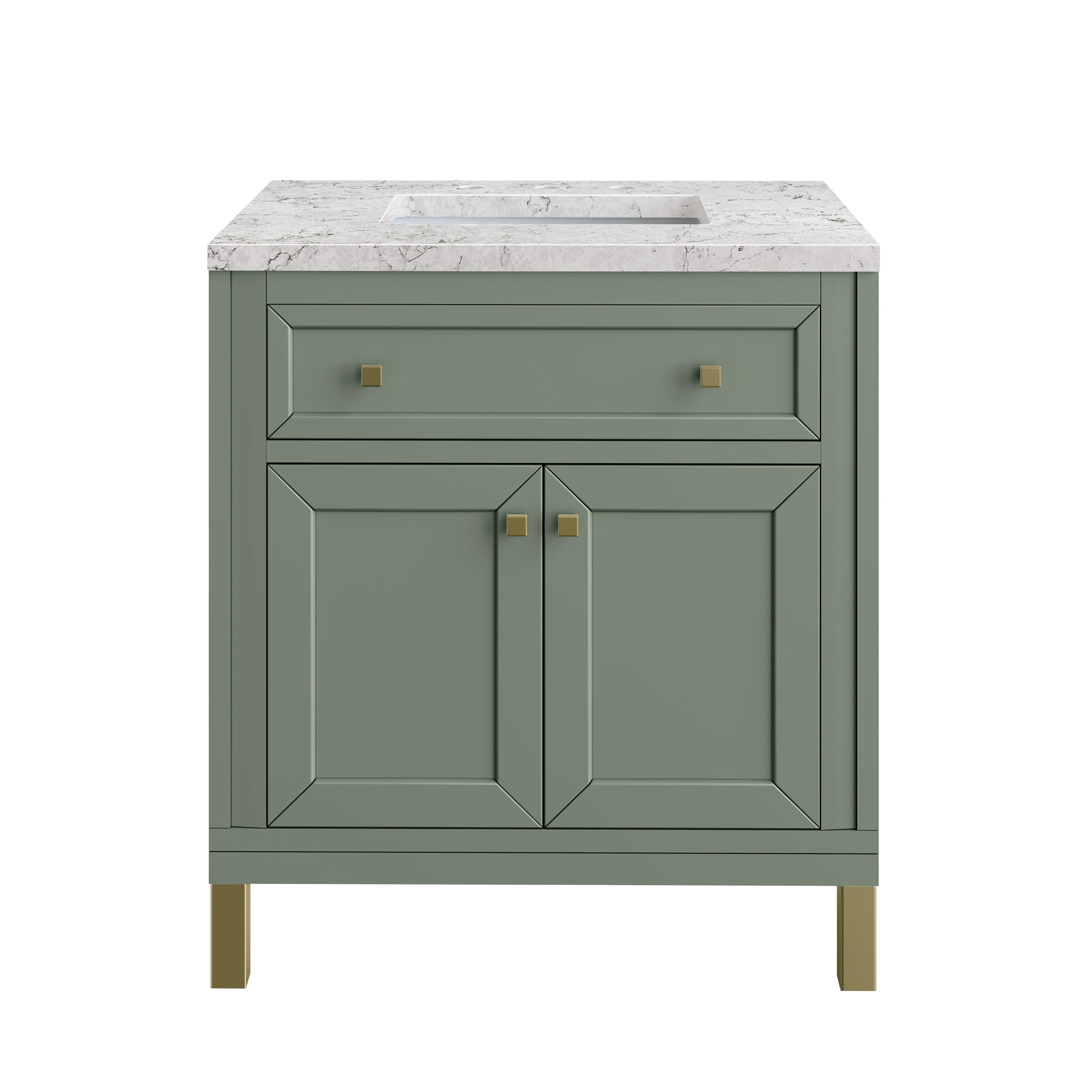 James Martin Chicago 30" Single Vanity in Smokey Celadon with 3cm Countertop