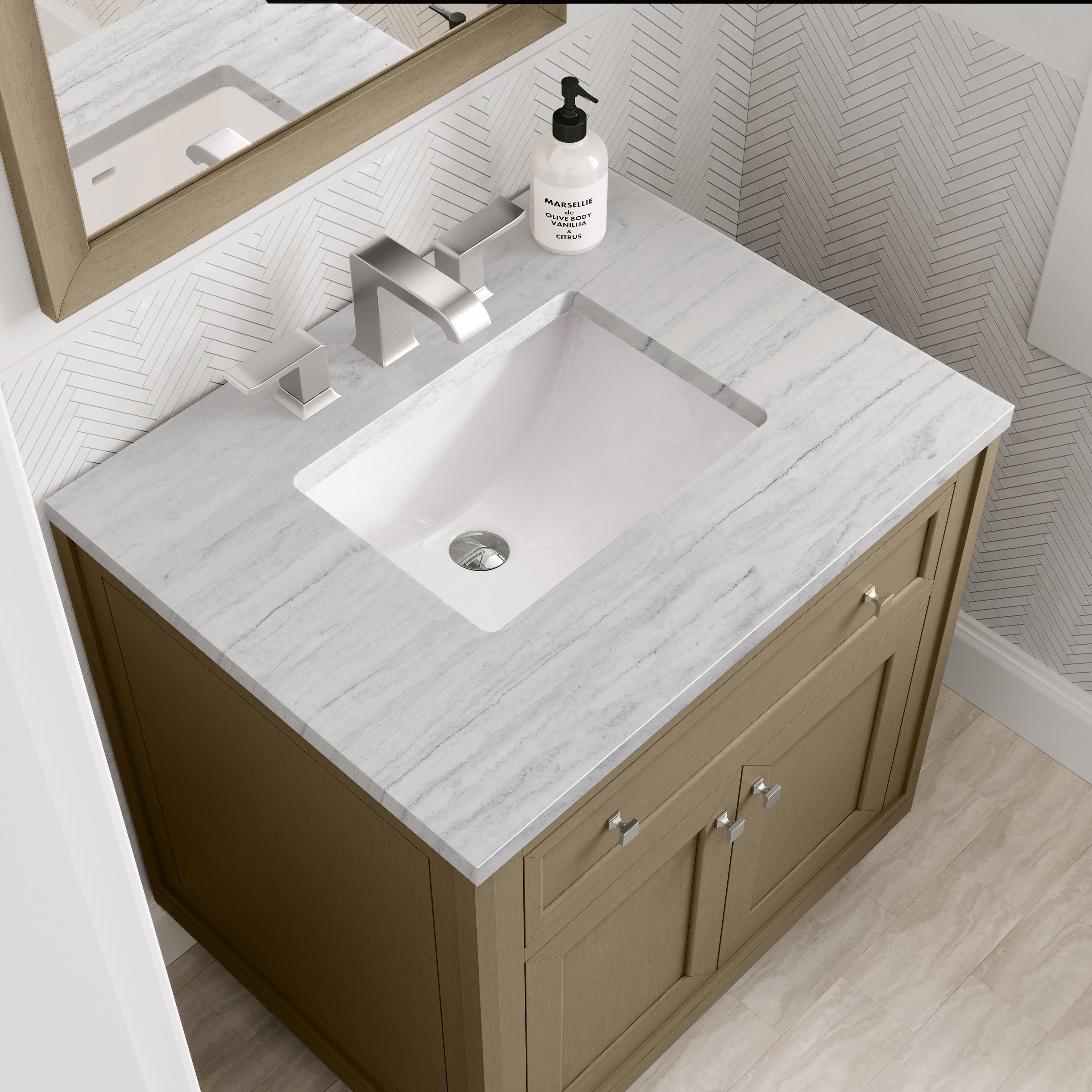 James Martin Chicago 30" Single Vanity in Walnut Whisper with 3cm Countertop
