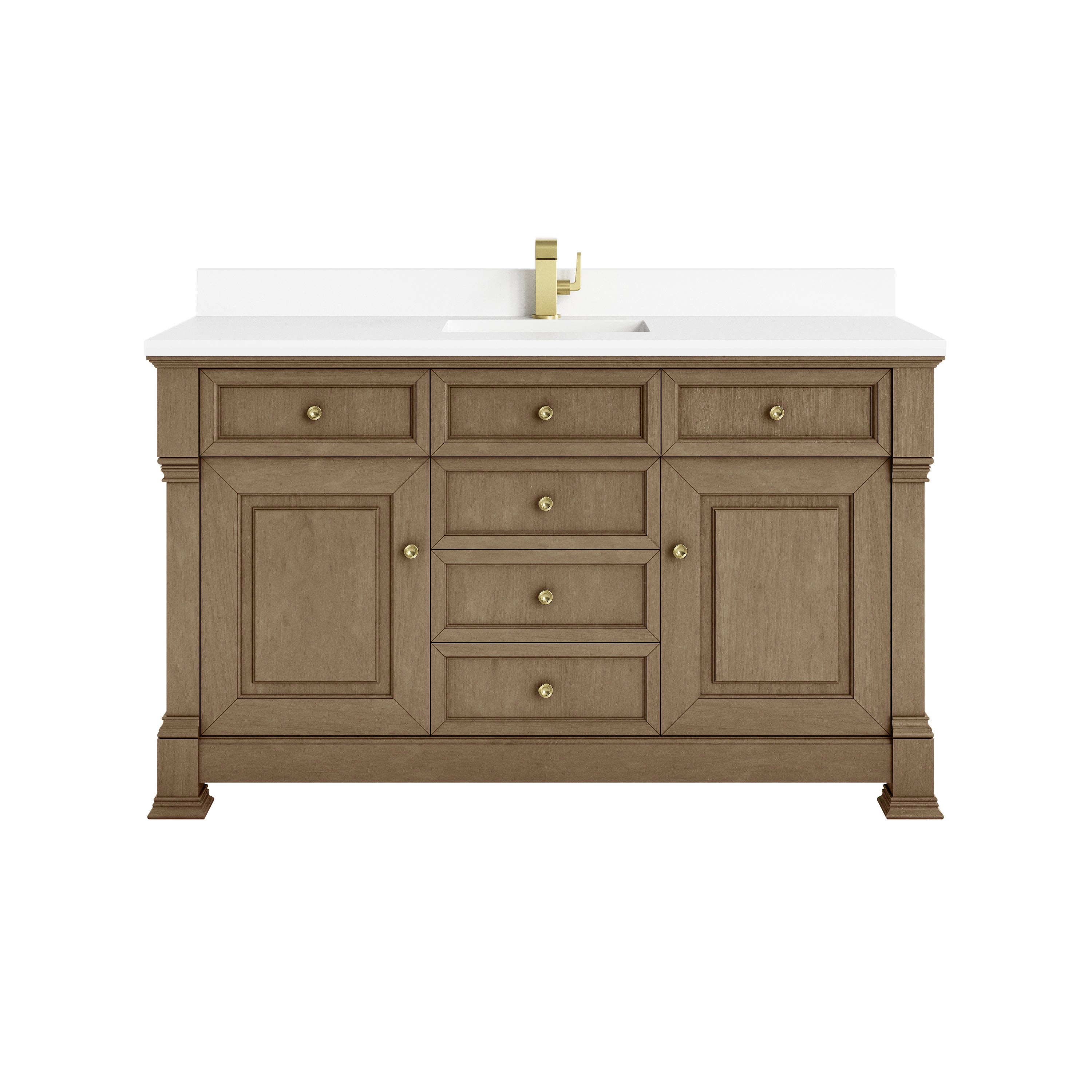 James Martin Brookfield 60" Single Vanity in Pecan with 3cm Countertop
