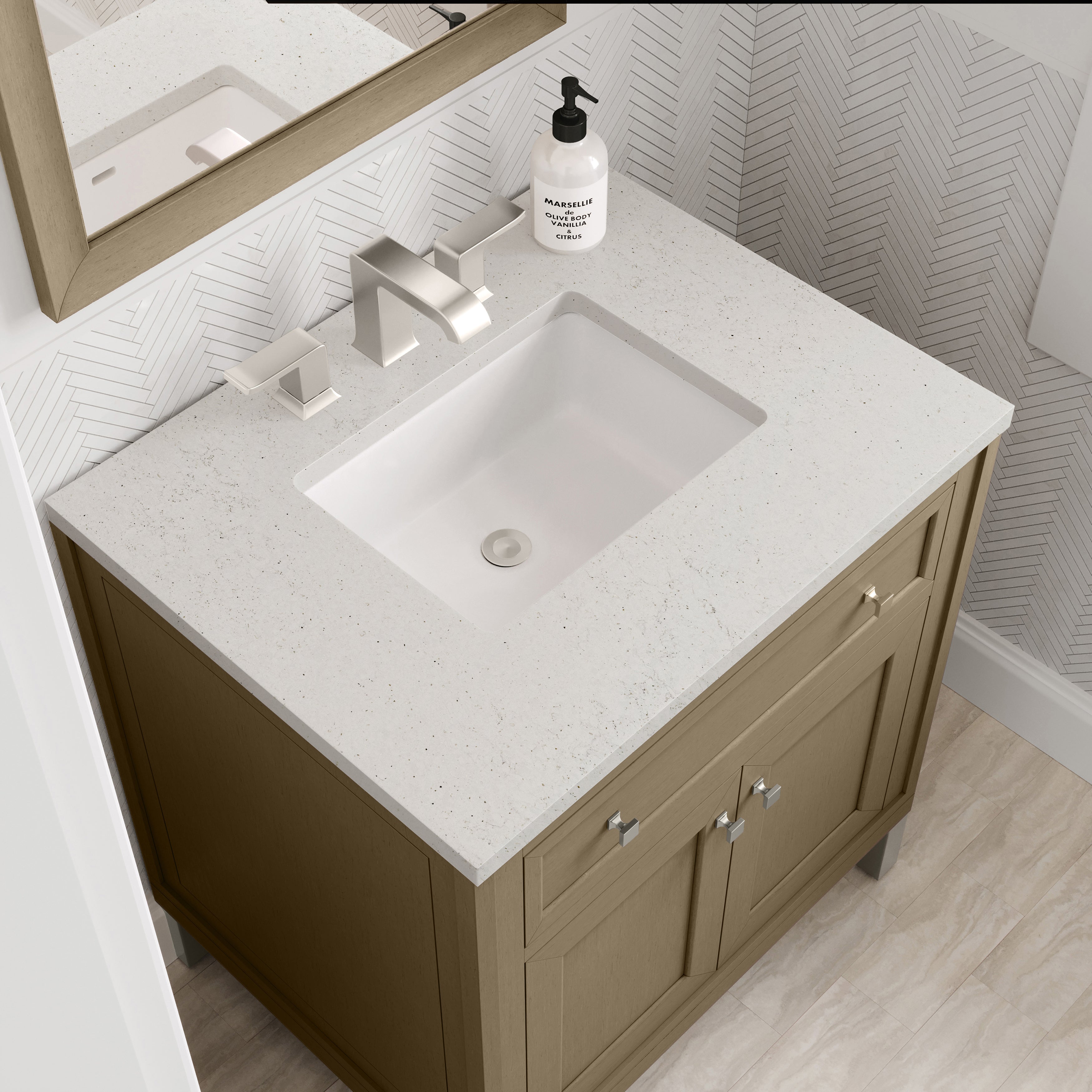James Martin Chicago 30" Single Vanity in Walnut Whisper with 3cm Countertop