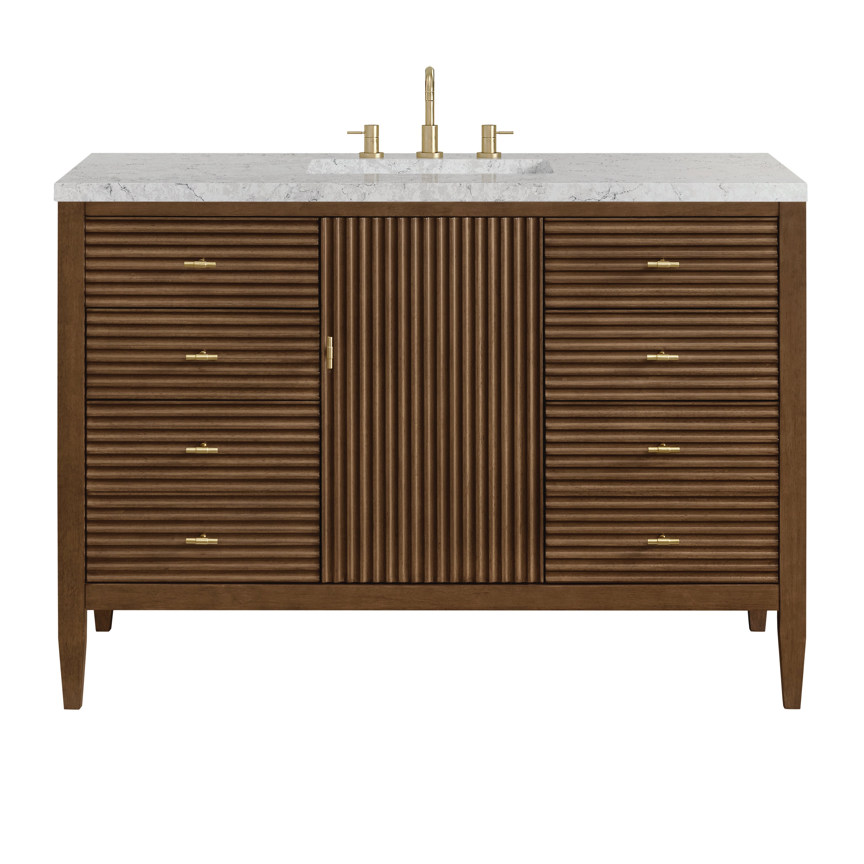 James Martin Myrrin 48" Single Vanity in Mid Century Walnut with 3cm Countertop