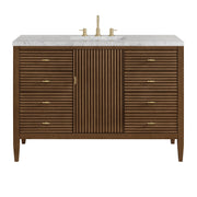 James Martin Myrrin 48" Single Vanity in Mid Century Walnut with 3cm Countertop and FreePower Wireless Charger