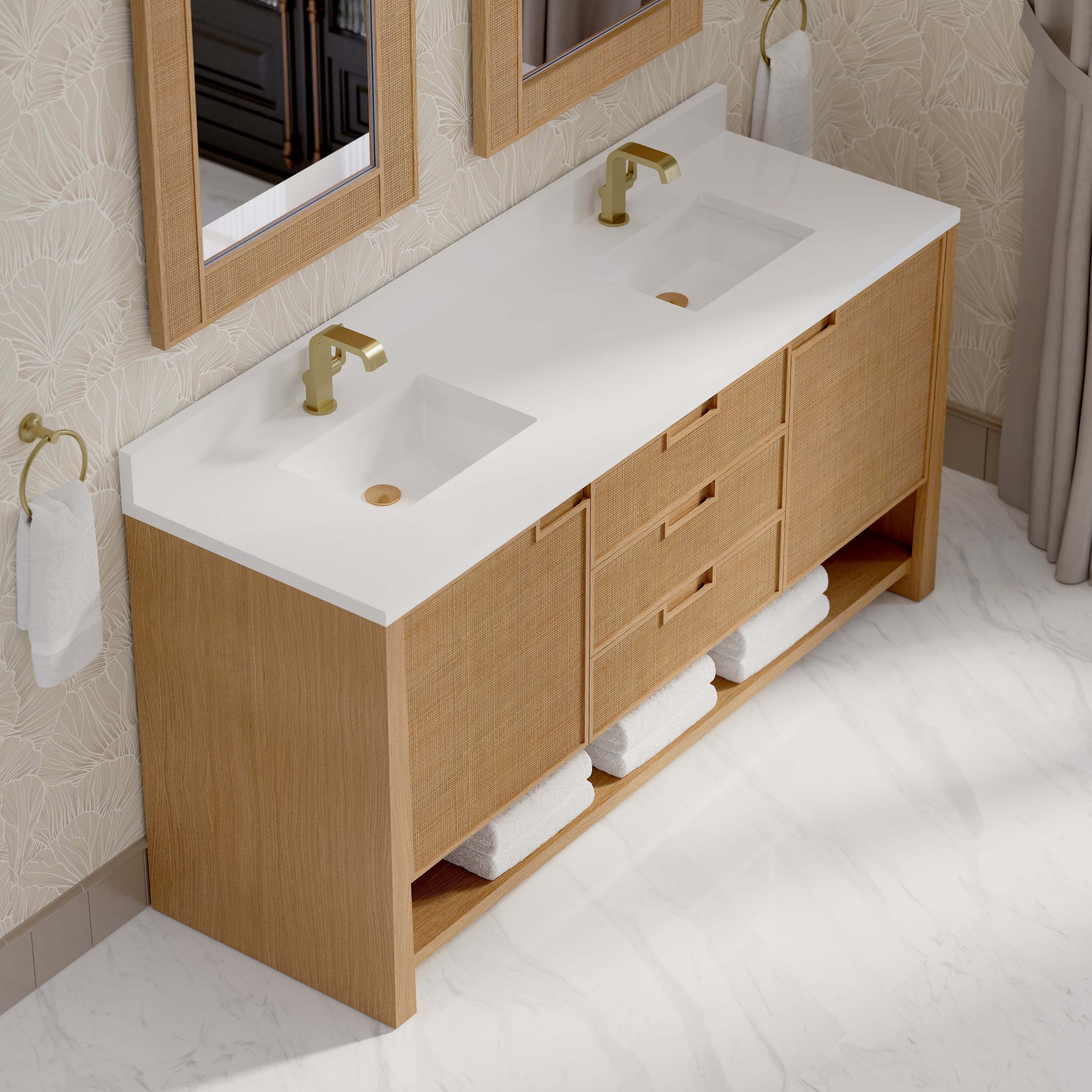 James Martin Solene 72" Double Vanity in Seaside Oak with 3cm Countertop