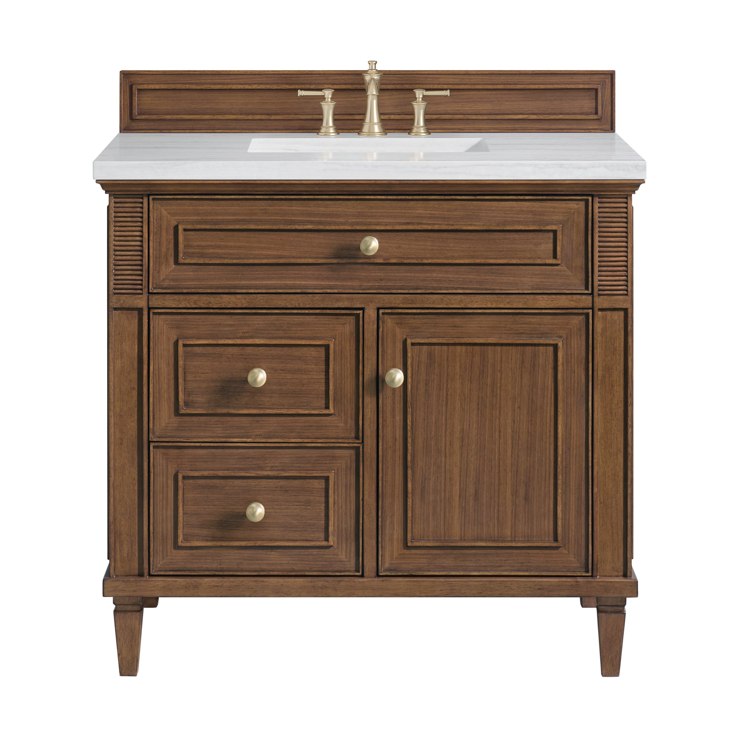 James Martin Lorelai 36" Single Vanity in Mid-Century Walnut with 3cm Countertop