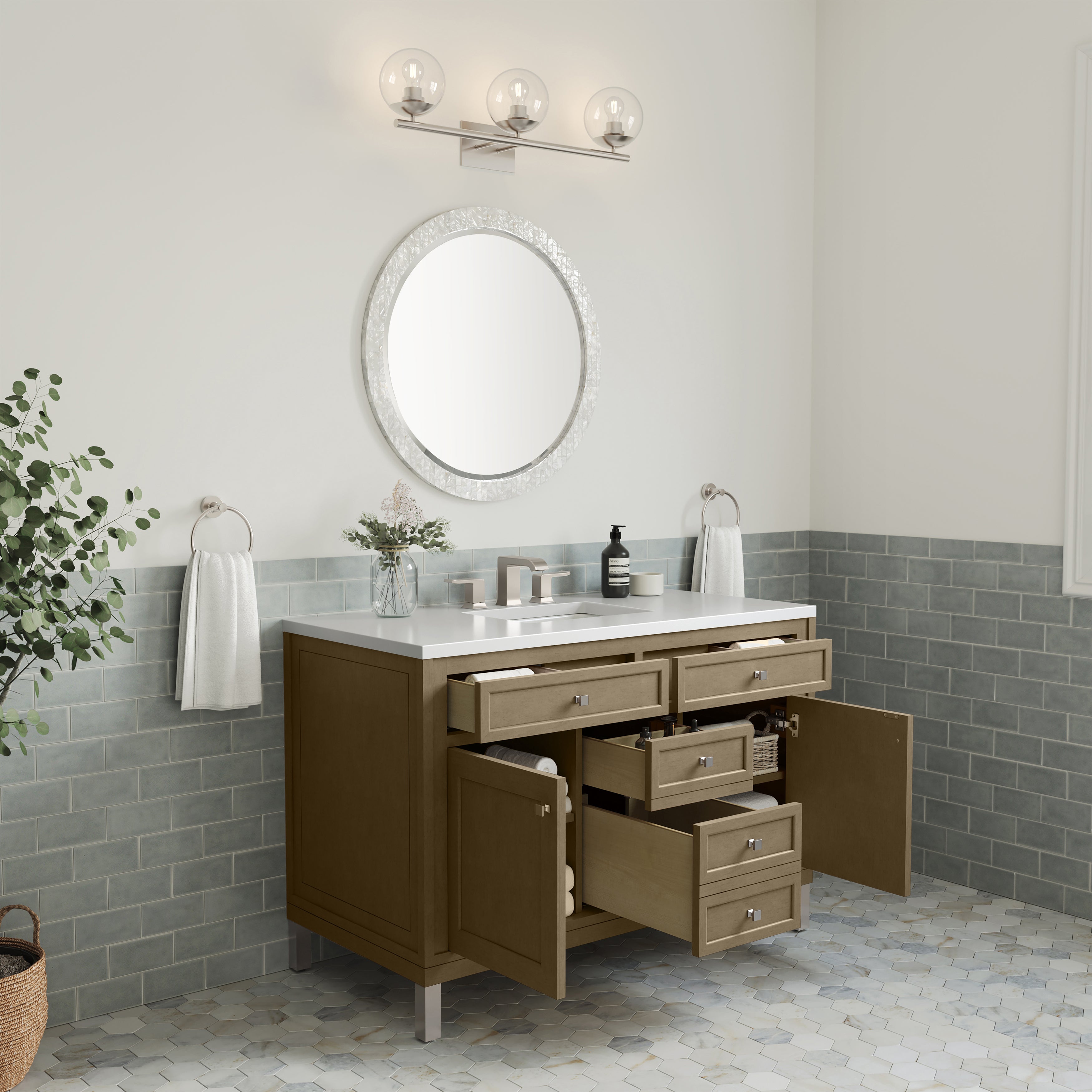 James Martin Chicago 48" Single Vanity in Walnut Whisper with 3cm Countertop