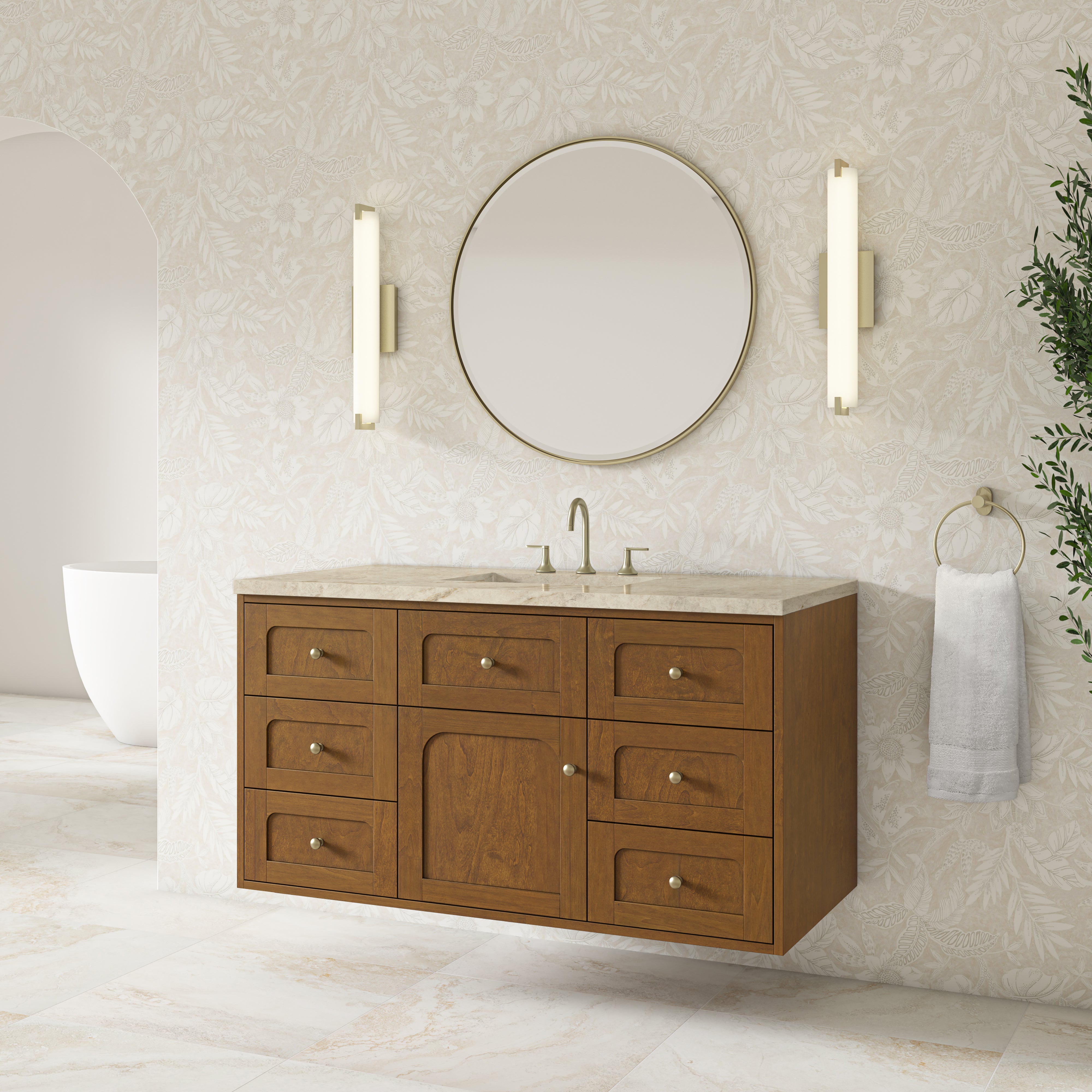 James Martin Laurent 48" Single Vanity in Honey Oak with 3cm Countertop