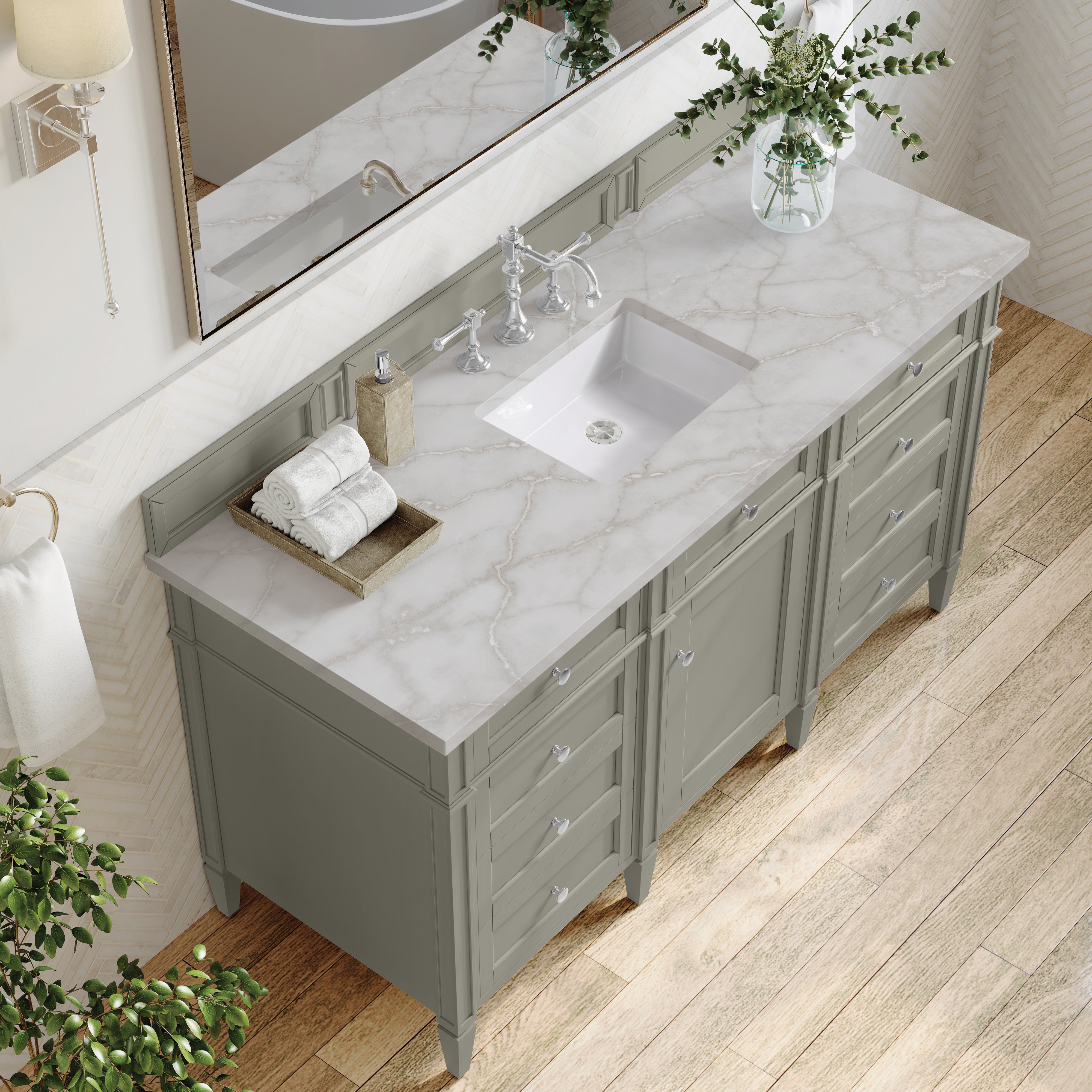 James Martin Brittany 60" Single Vanity in Urban Gray with 3cm Countertop