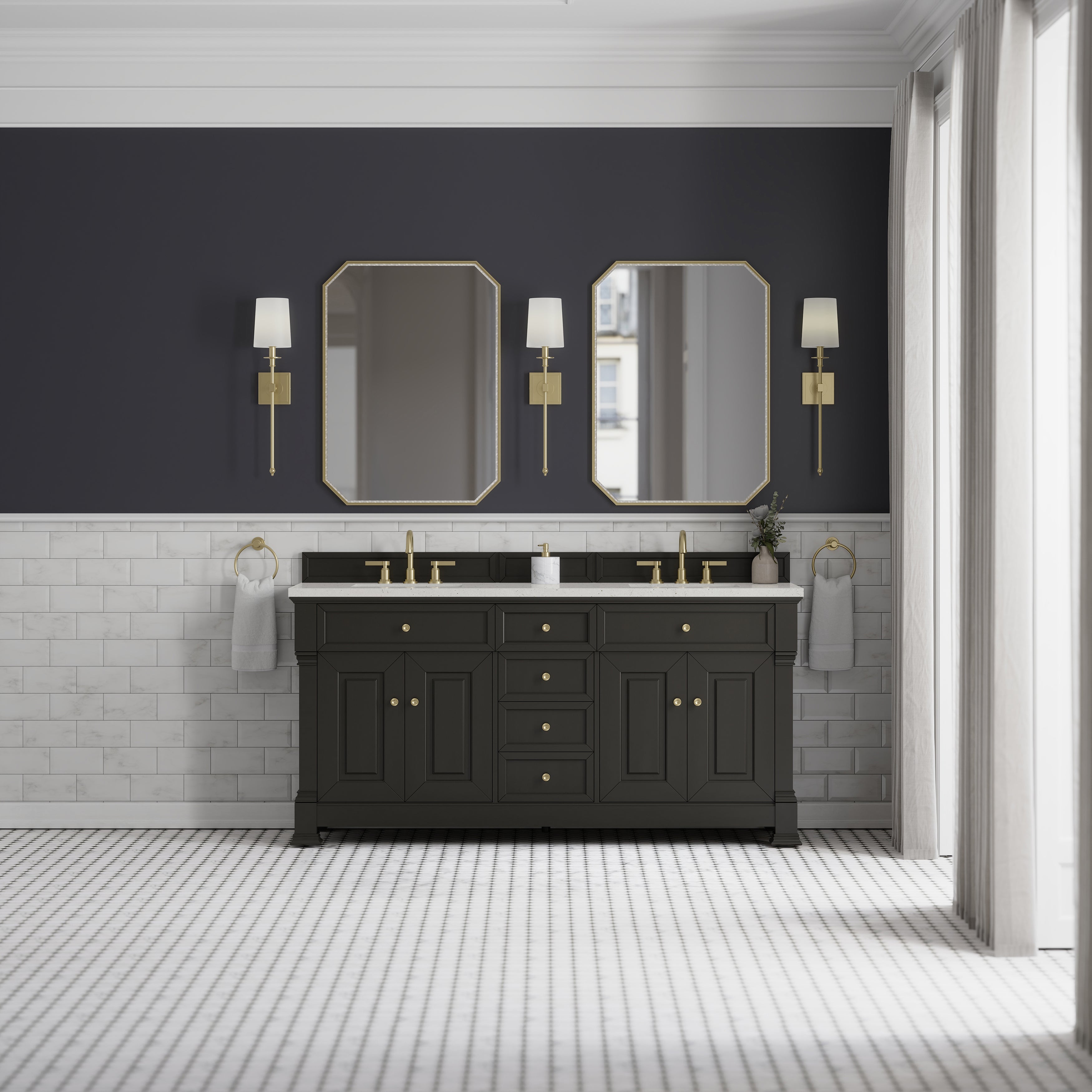 James Martin Brookfield 72" Double Vanity in Black Onyx with 3cm Countertop