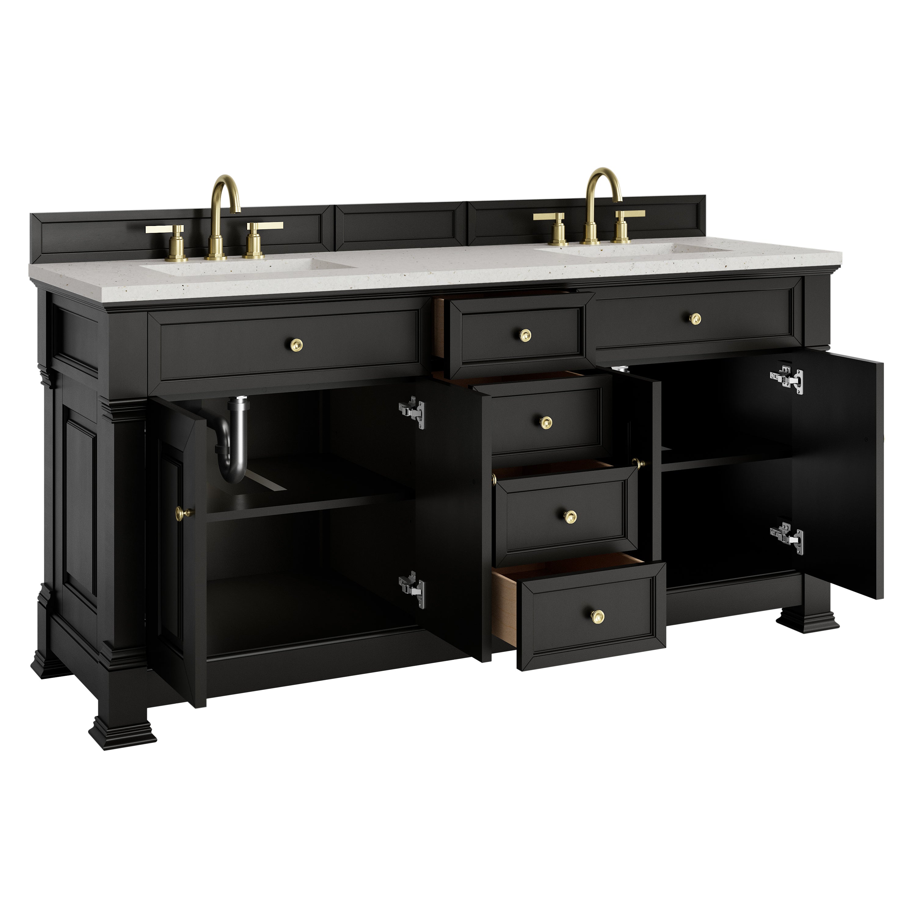 James Martin Brookfield 72" Double Vanity in Black Onyx with 3cm Countertop