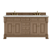 James Martin Brookfield 72" Double Vanity in Pecan with 3cm Countertop and FreePower Wireless Charger