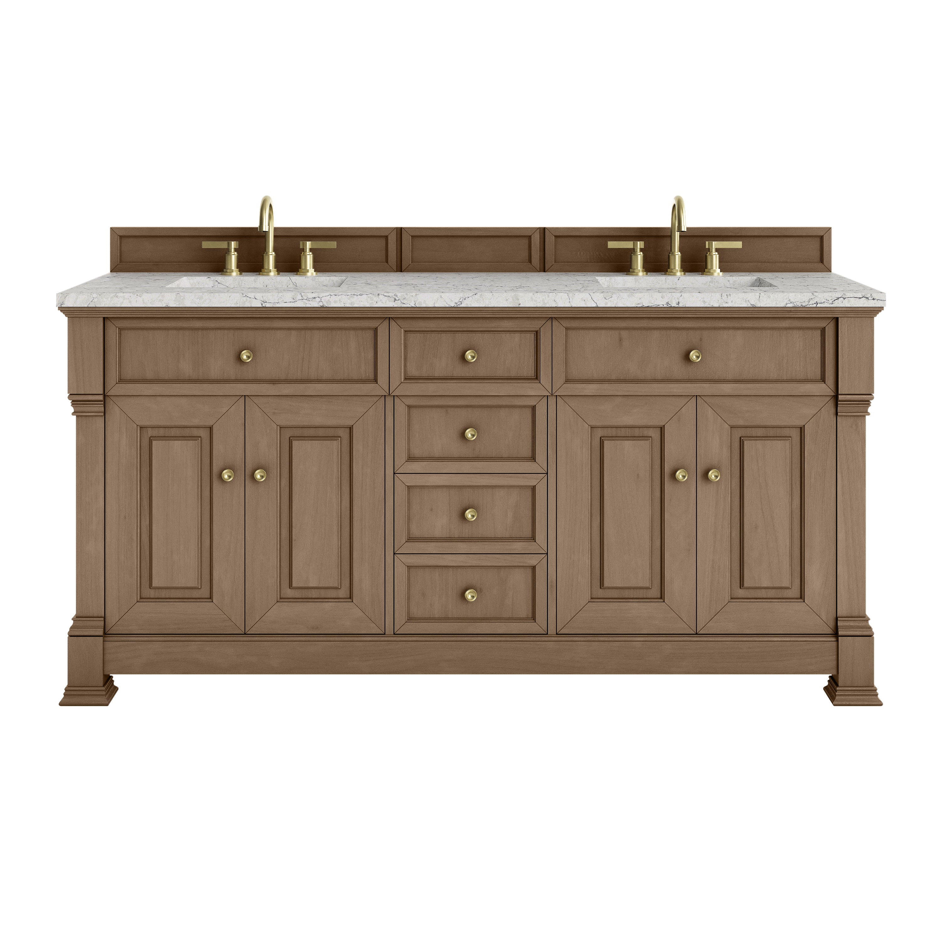 James Martin Brookfield 72" Double Vanity in Pecan with 3cm Countertop and FreePower Wireless Charger