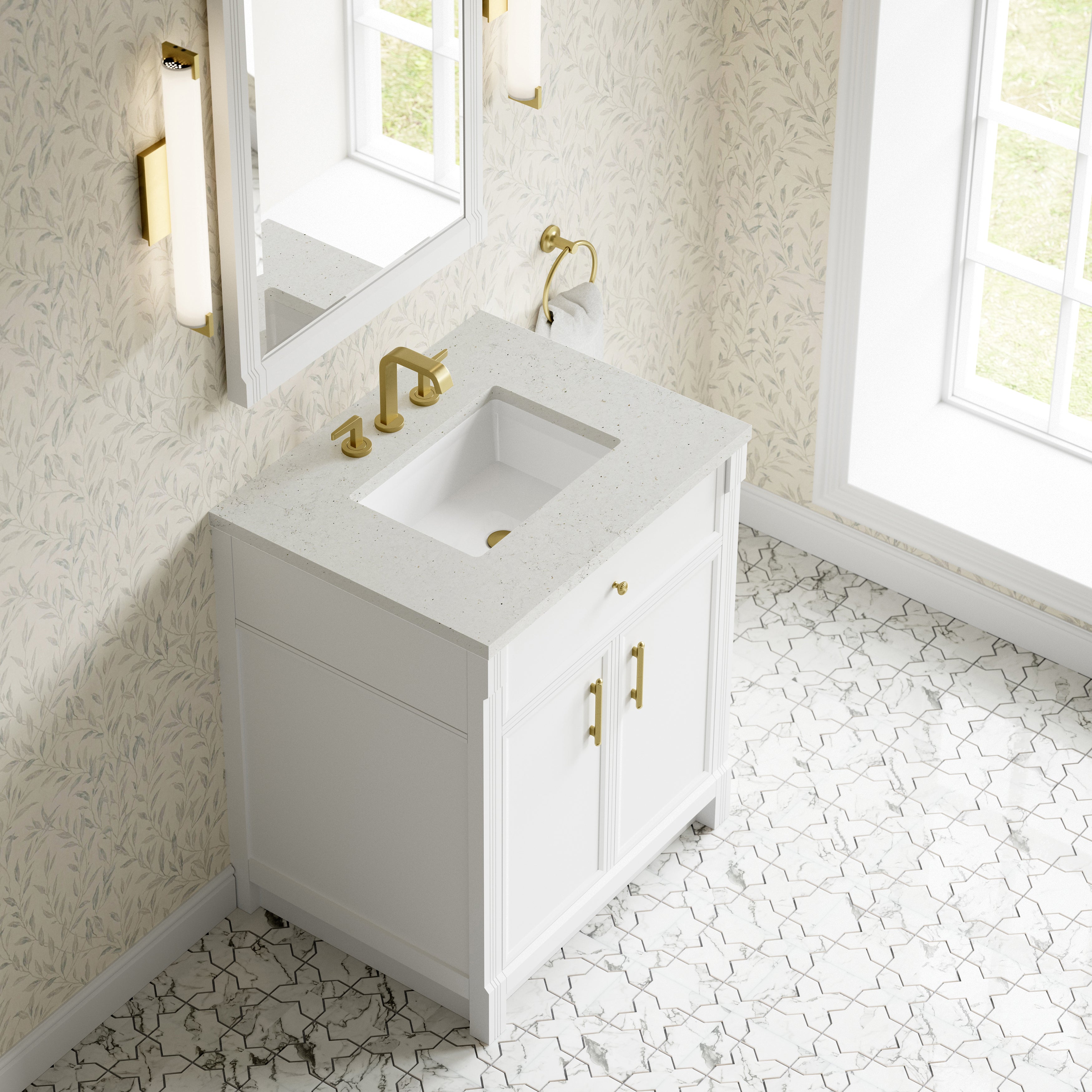 James Martin Bellshire 30" Single Vanity in Bright White with 3cm Countertop