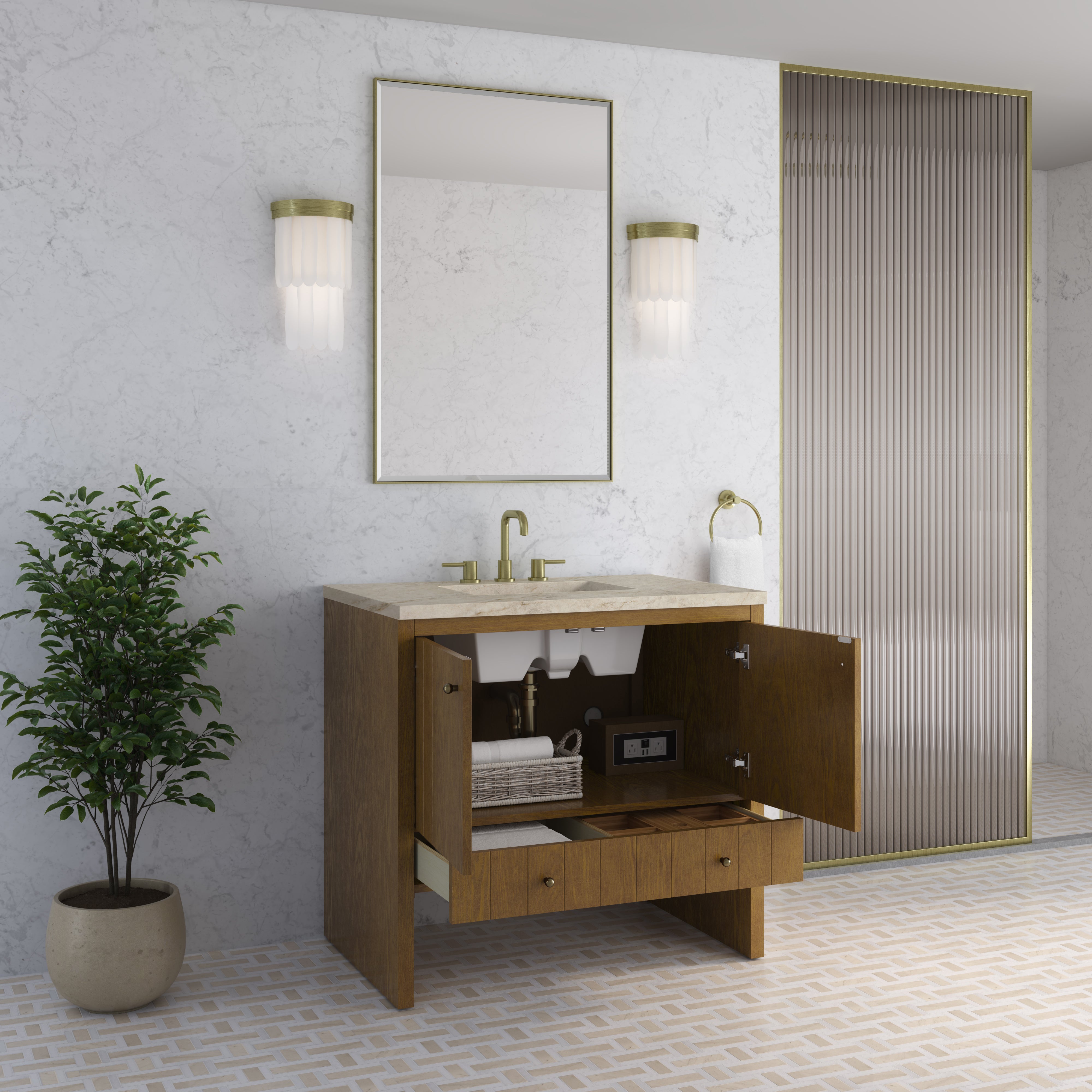 James Martin Hudson 36" Single Vanity in Honey Oak with 3cm Countertop