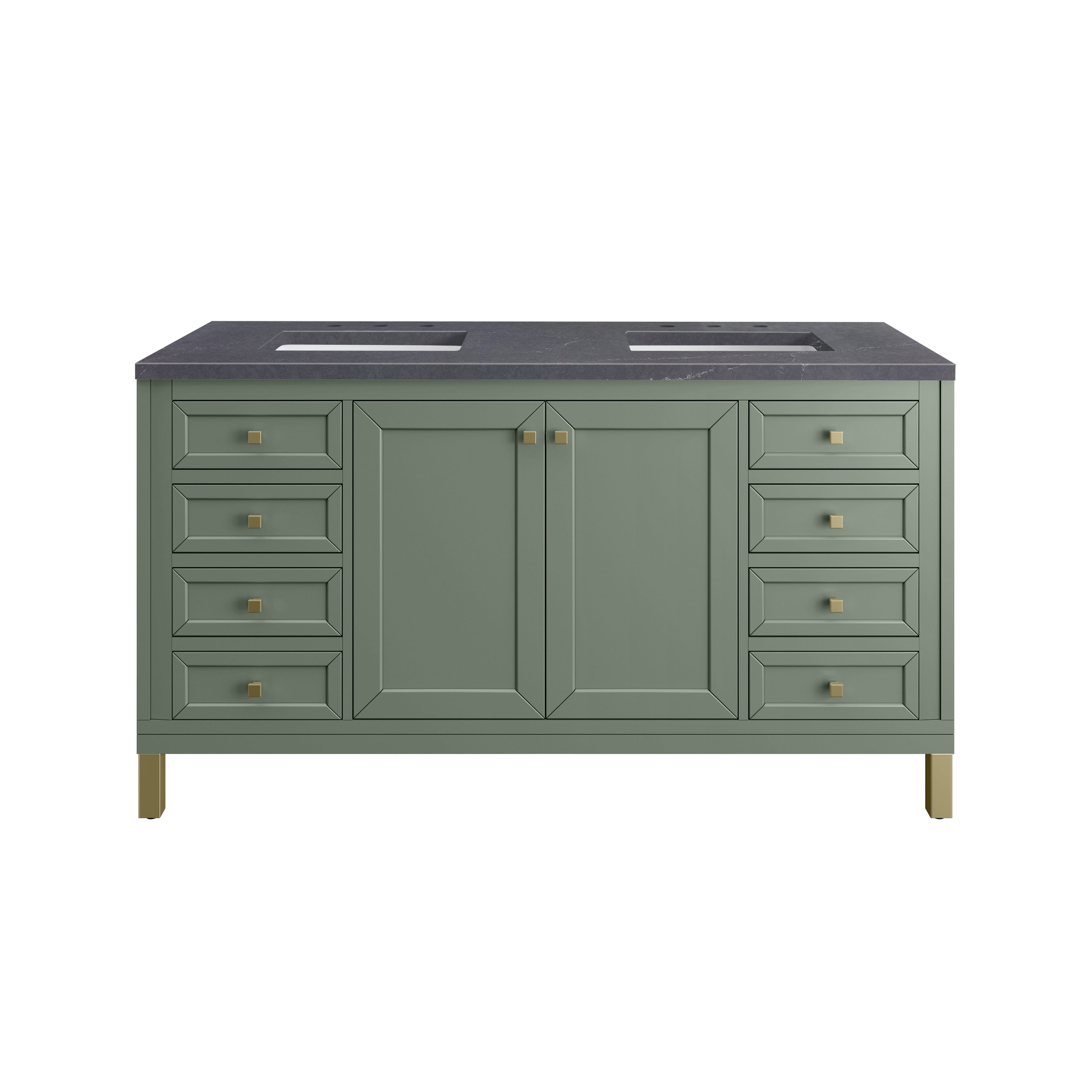James Martin Chicago 60" Double Vanity in Smokey Celadon with 3cm Countertop