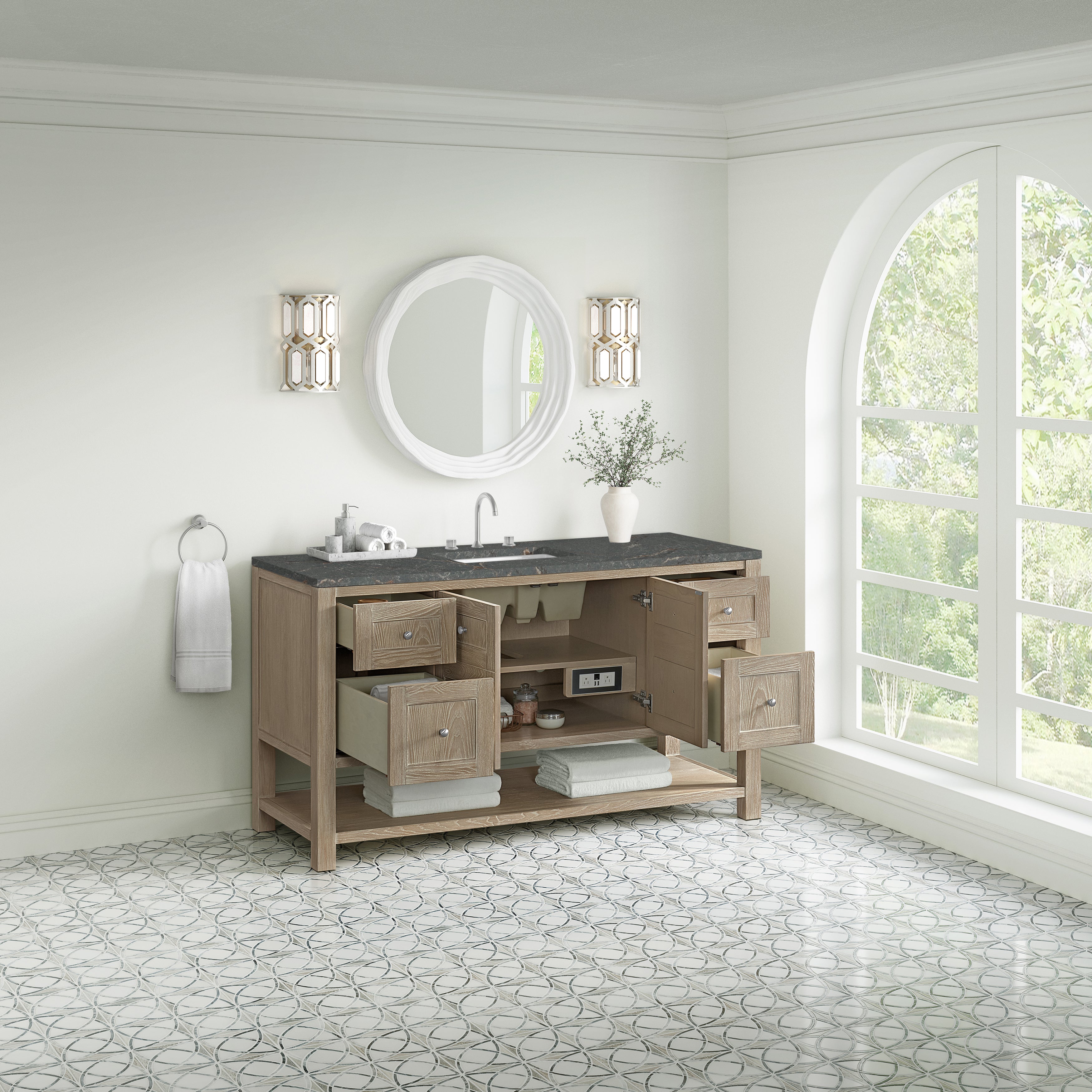 James Martin Breckenridge 60" Single Vanity in Whitewashed Oak with 3cm Countertop