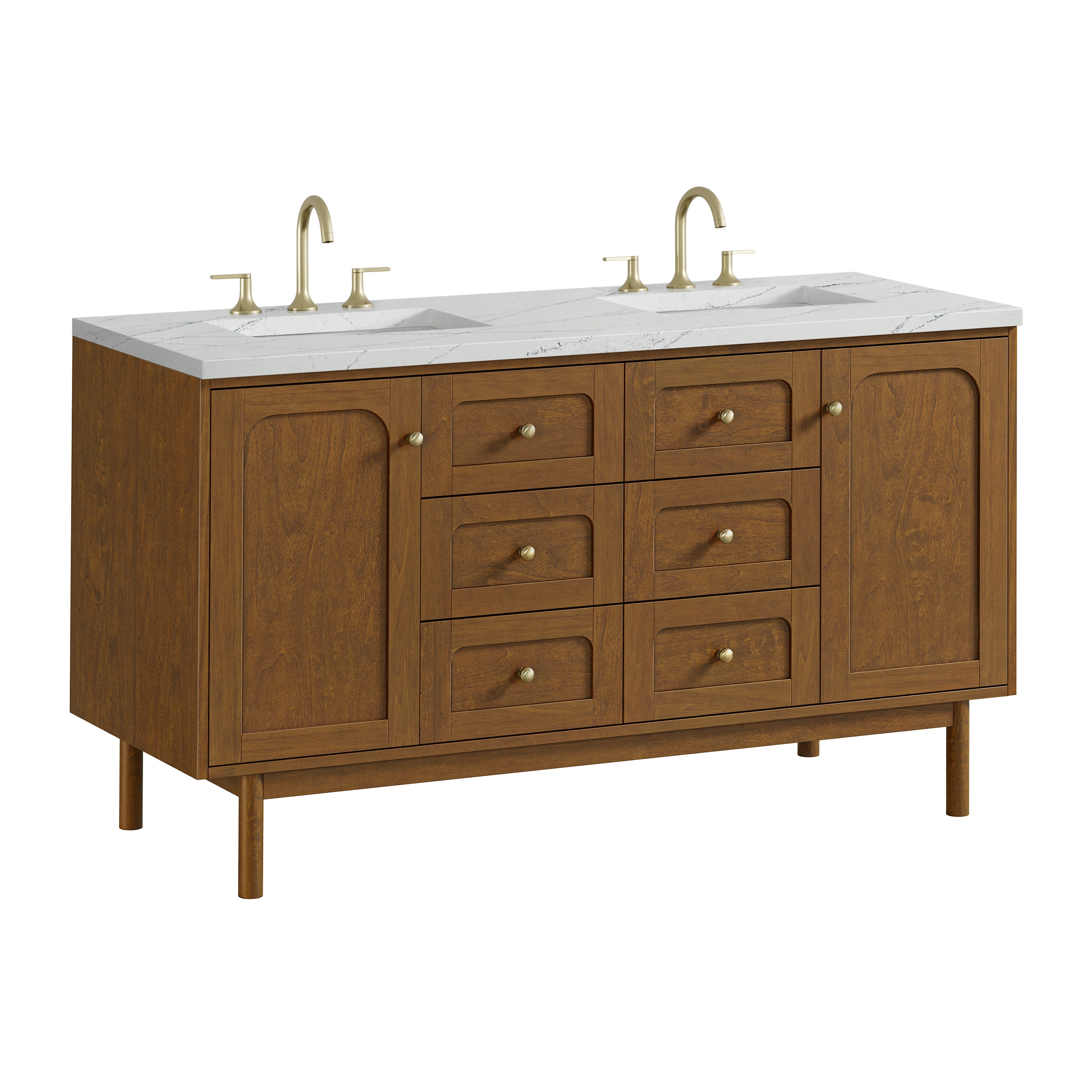 James Martin Laurent 60" Double Vanity in Honey Oak with 3cm Countertop