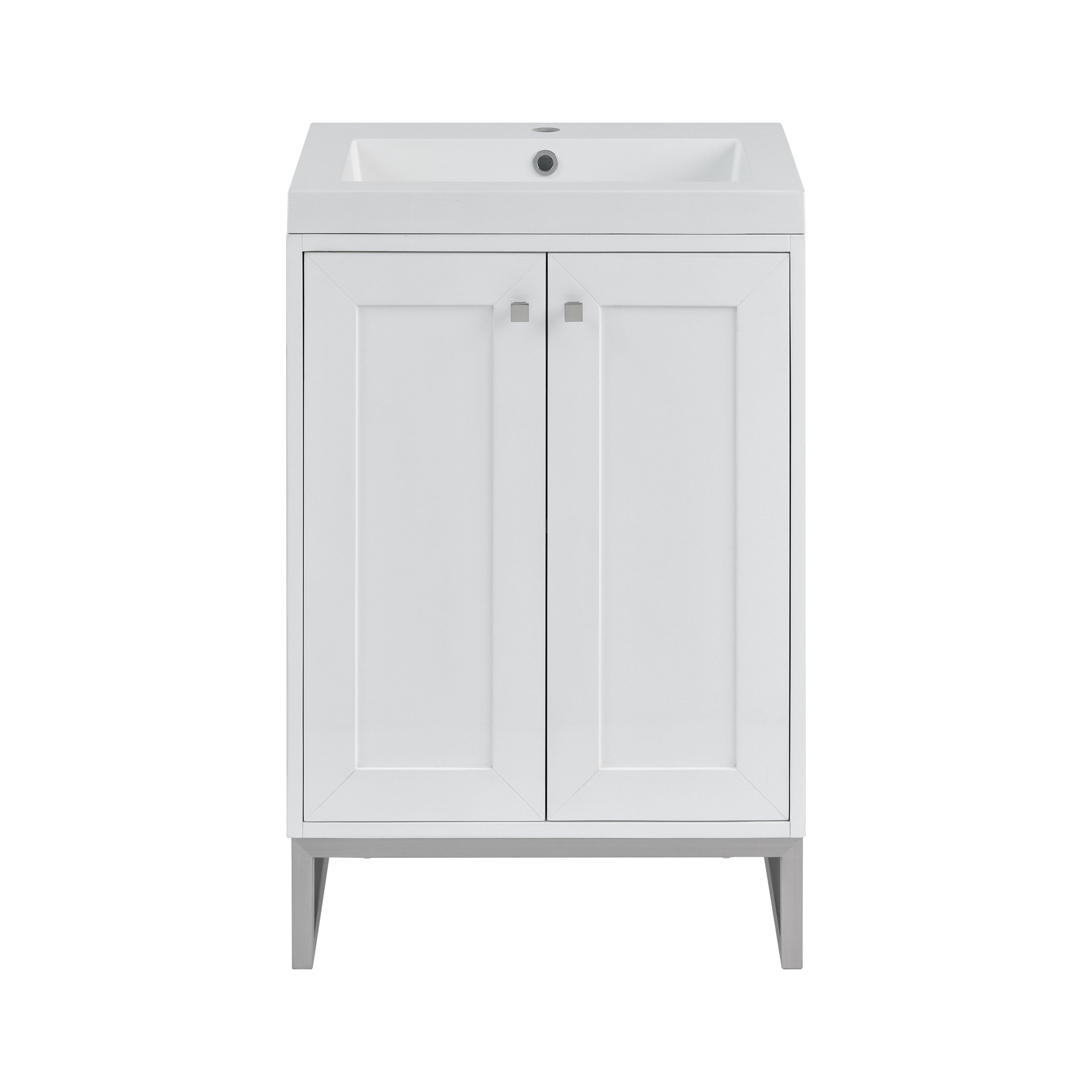 James Martin Chianti 24" Single Vanity in Glossy White with White Glossy Composite Stone Top