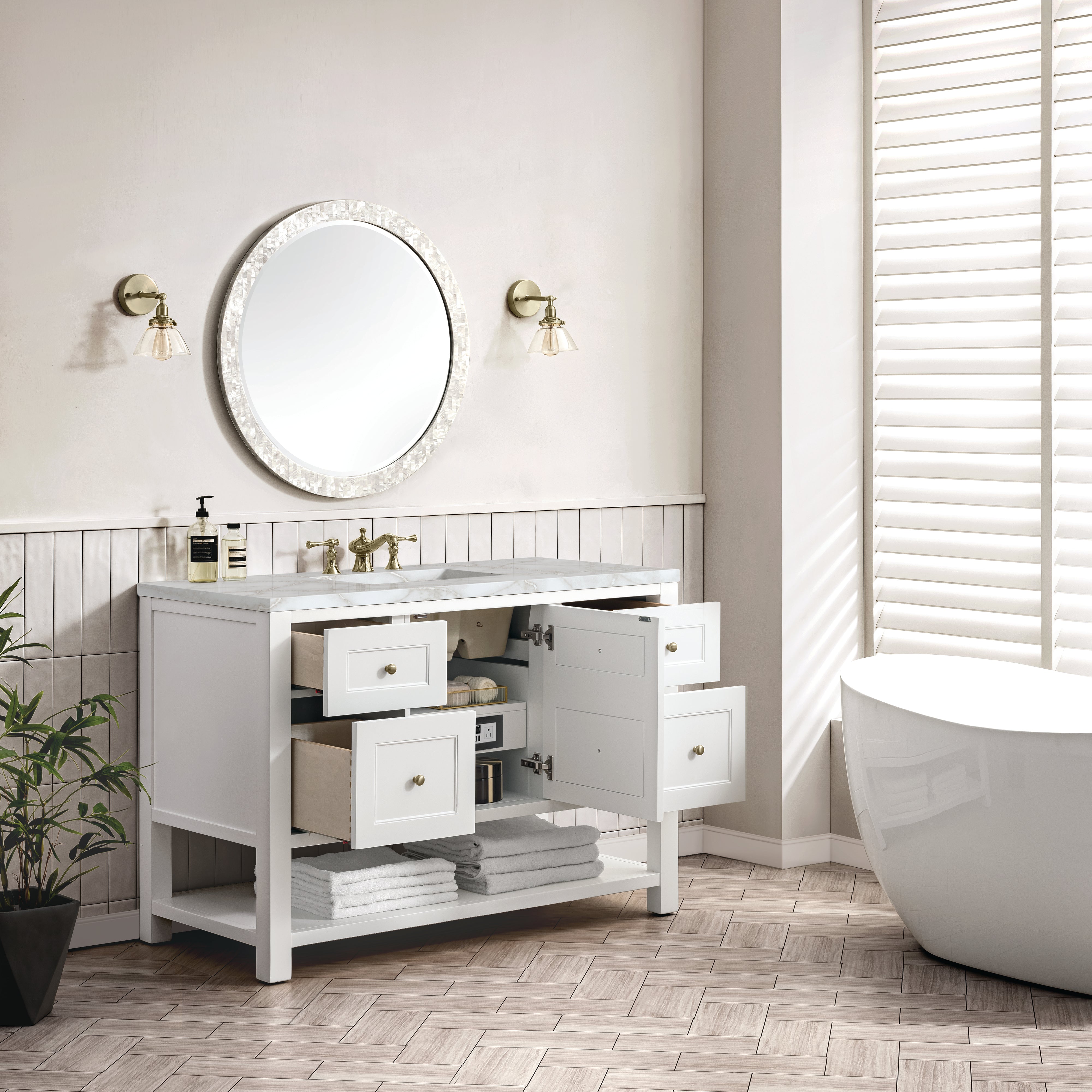 James Martin Breckenridge 48" Single Vanity in Bright White with 3cm Countertop
