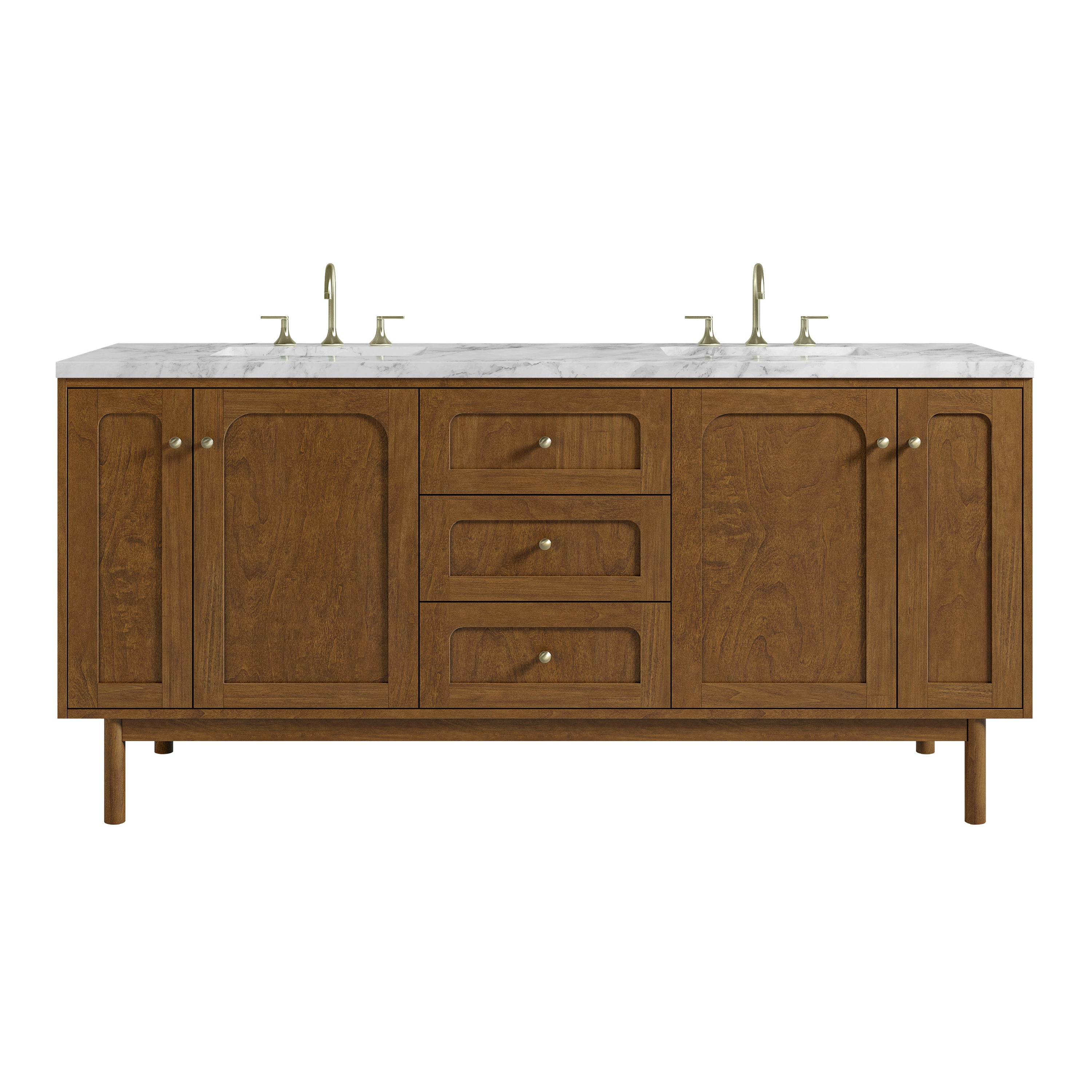 James Martin Laurent 72" Double Vanity in Honey Oak with 3cm Countertop