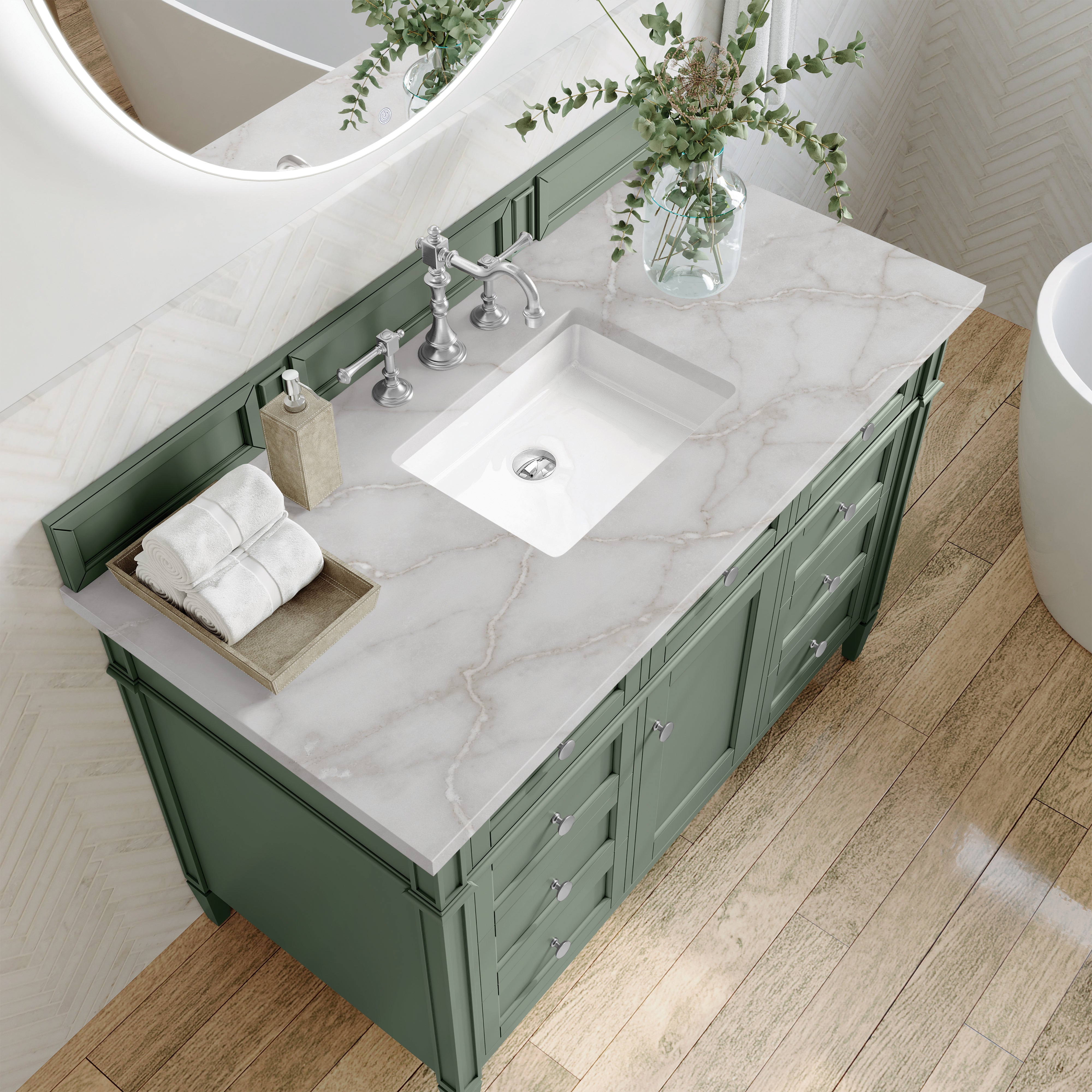 James Martin Brittany 48" Single Vanity in Smokey Celadon with 3cm Countertop