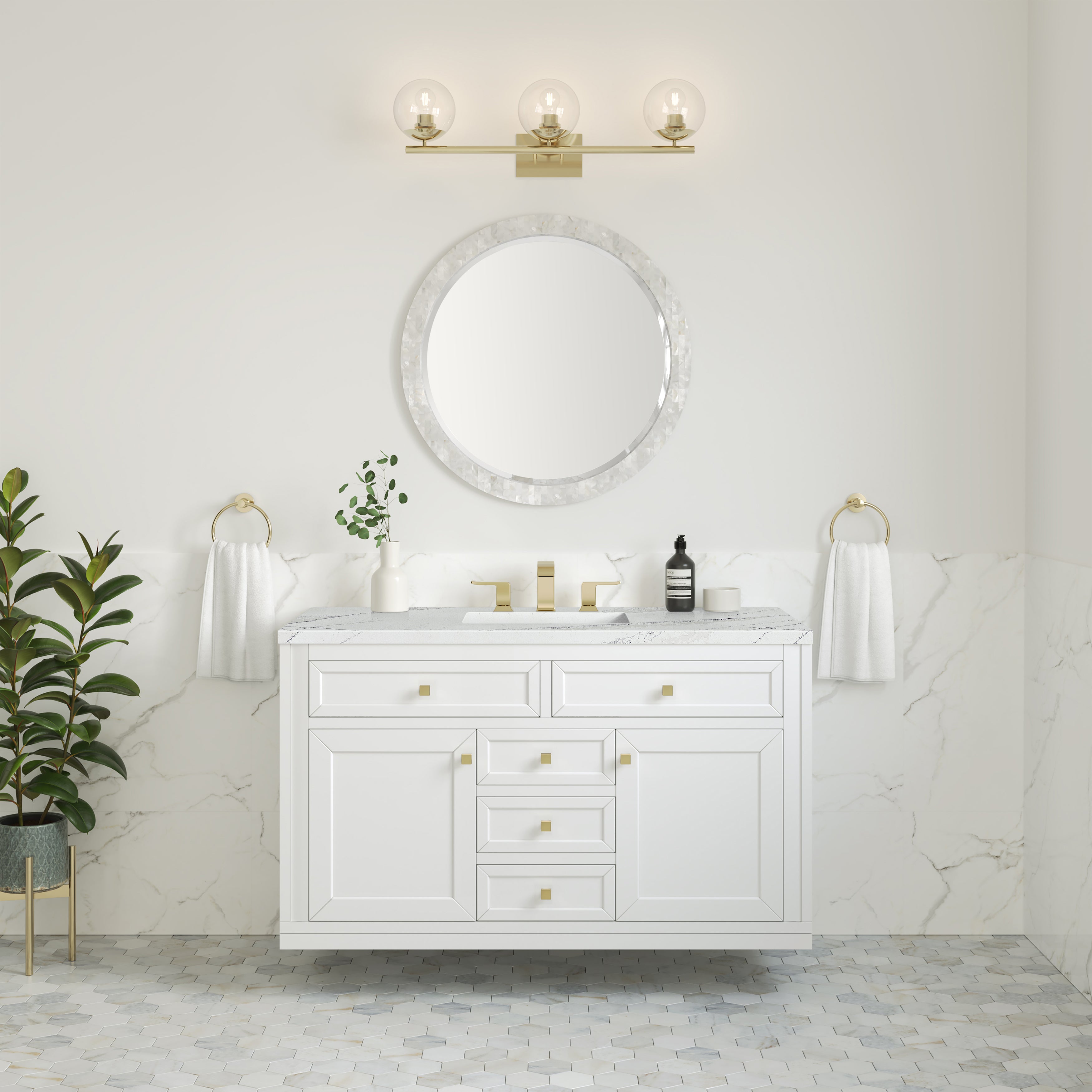 James Martin Chicago 48" Single Vanity in Glossy White with 3cm Countertop
