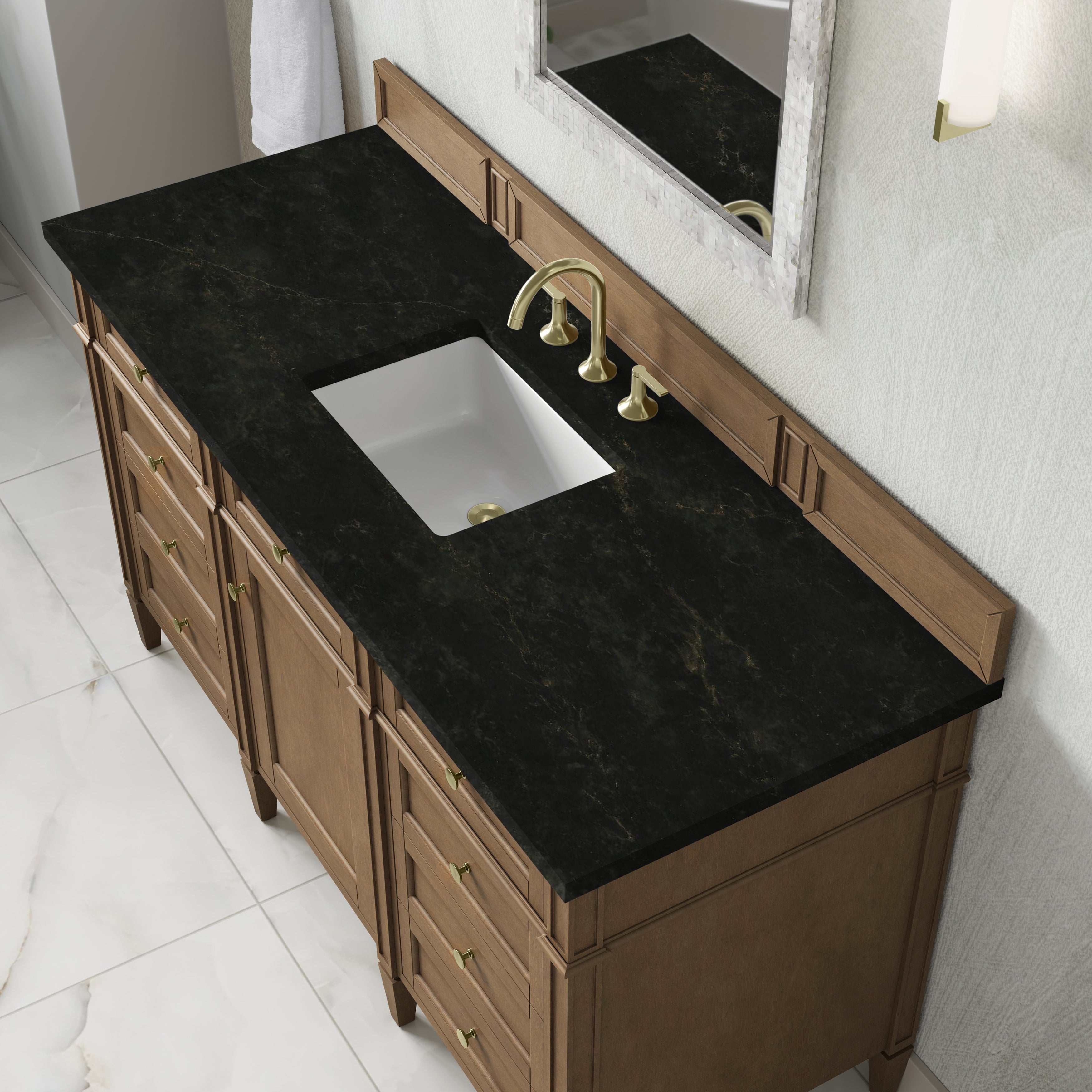 James Martin Brittany 60" Single Vanity in Pecan with 3cm Countertop