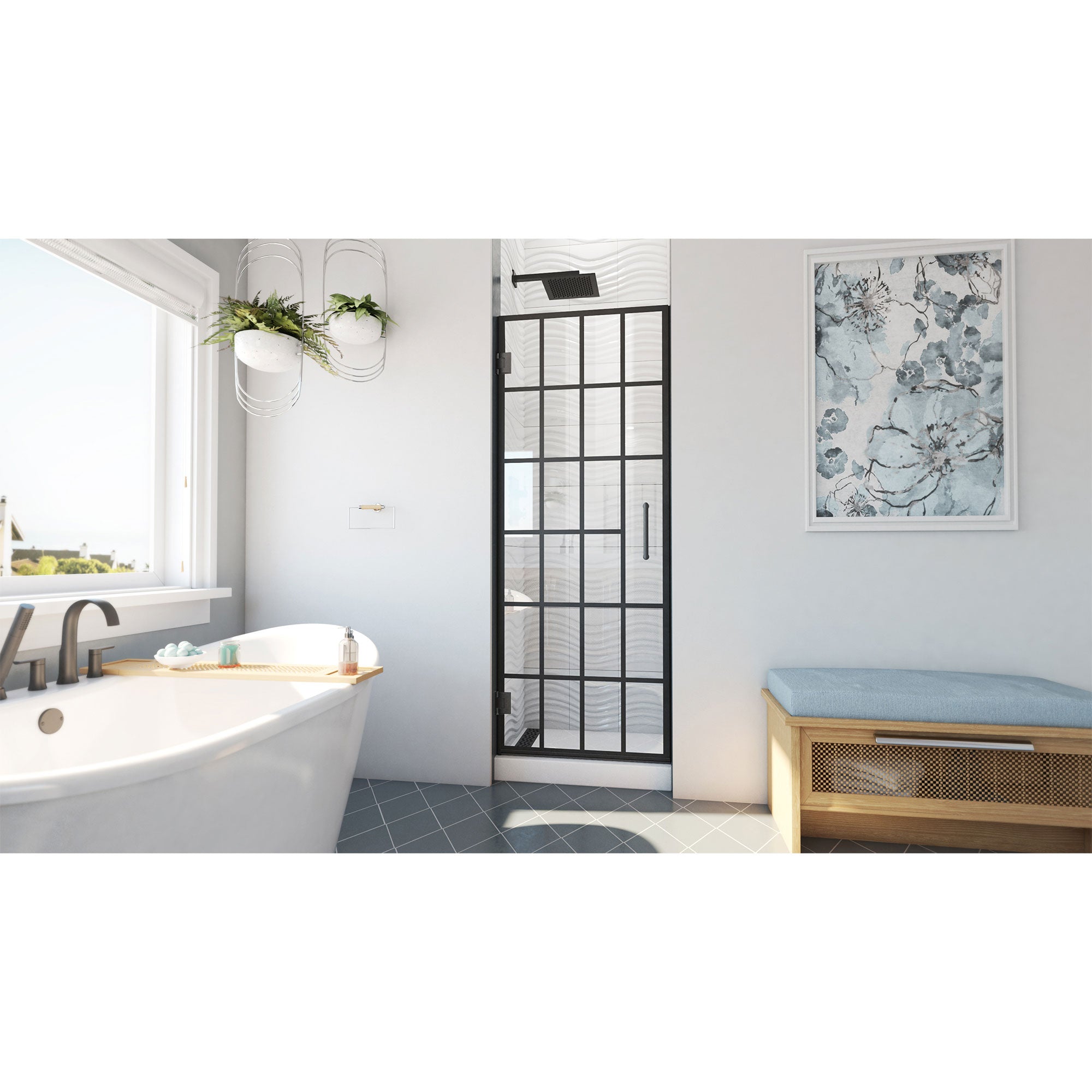 DreamLine Unidoor Toulon 28 inch W x 72 inch H Frameless Hinged Shower Door
