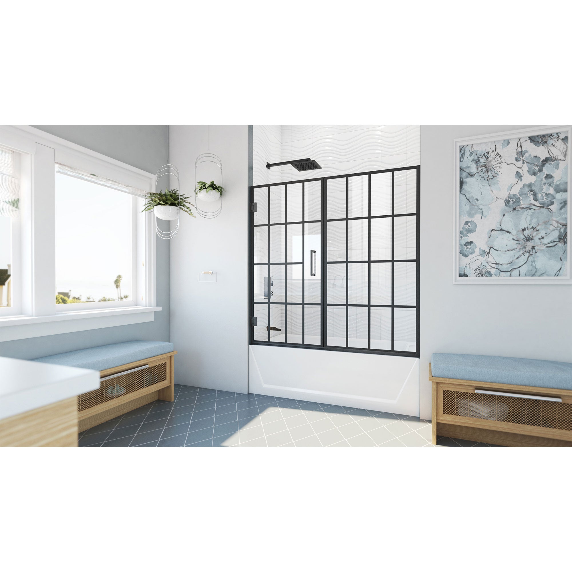 DreamLine Unidoor Toulon 58 - 58 1/2 inch W x 58 inch H Frameless Hinged Tub Door