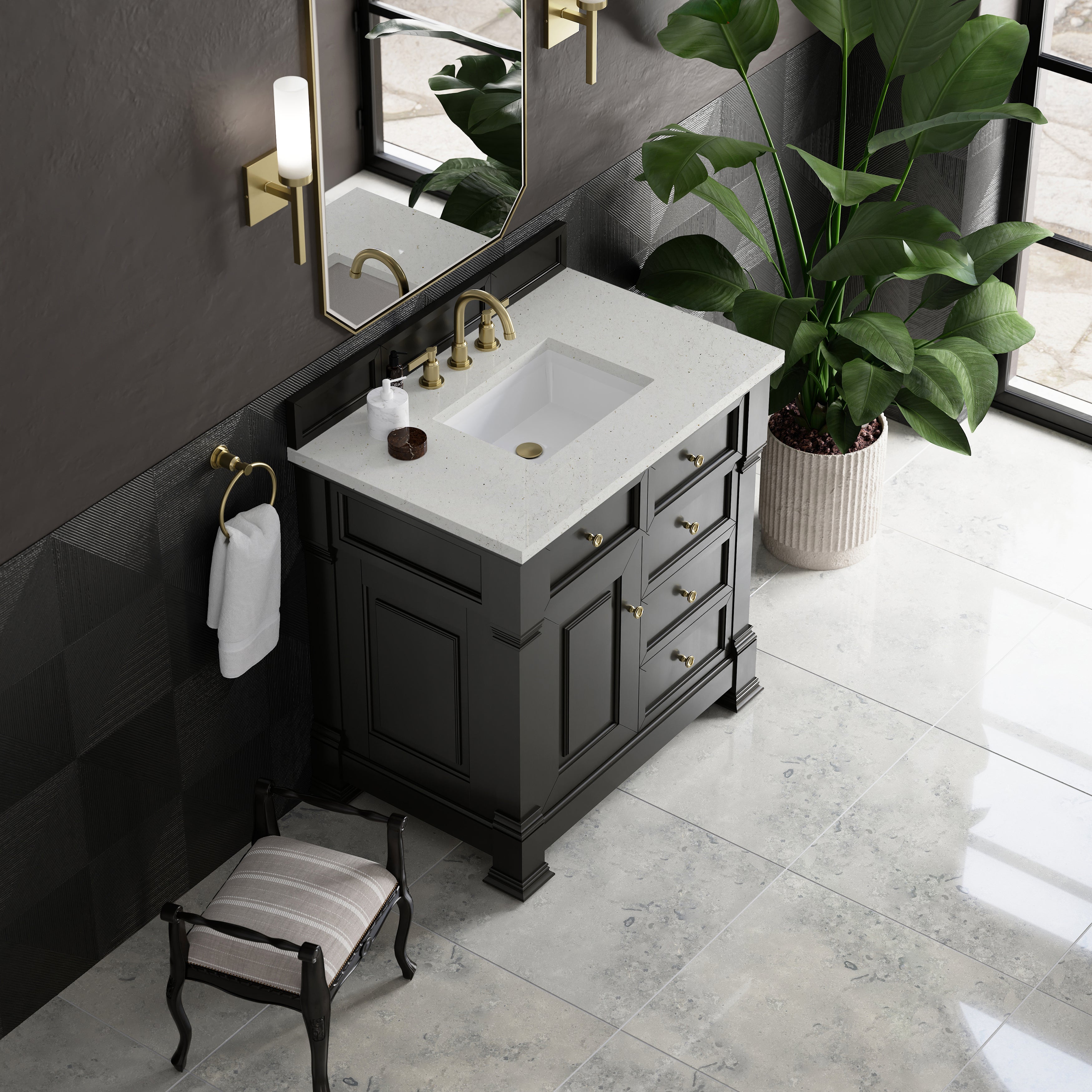 James Martin Brookfield 36" Single Vanity in Black Onyx with 3cm Countertop