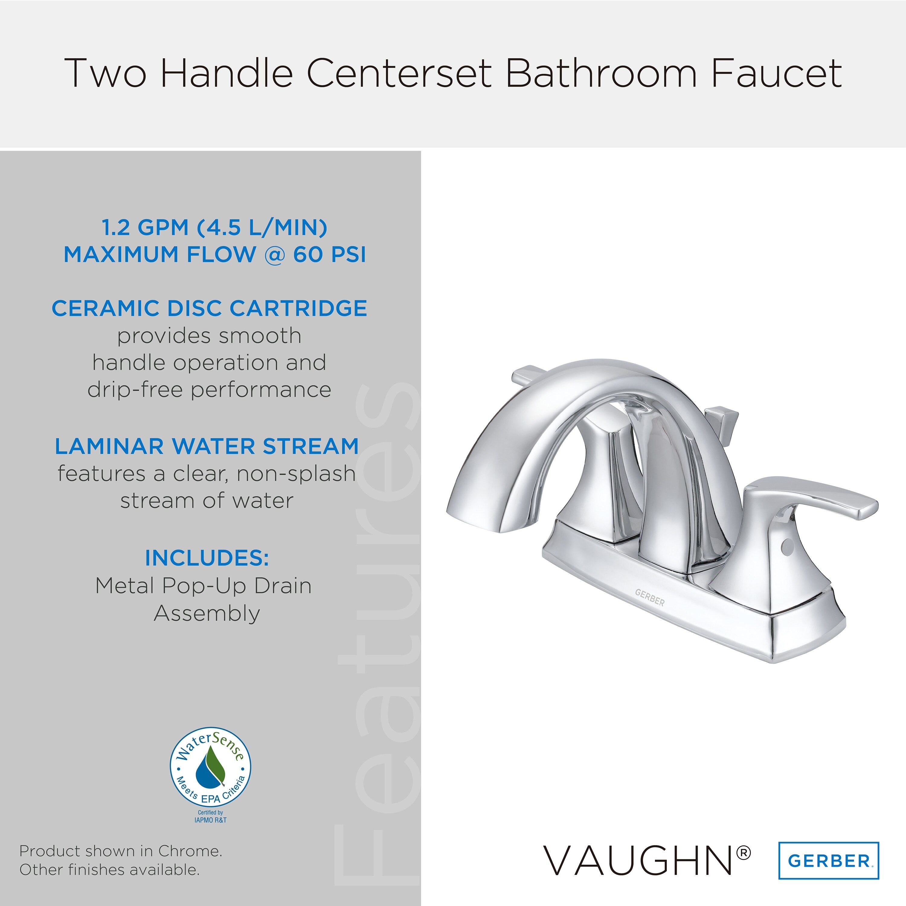 Vaughn® Two Handle Centerset Bathroom Faucet with Metal Pop-Up Drain