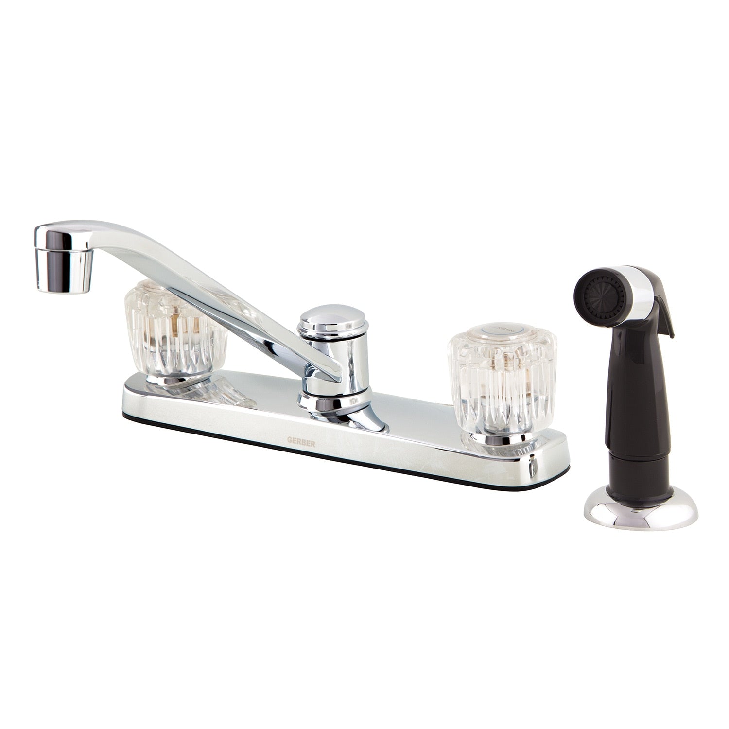 Maxwell® SE Two Handle Kitchen Faucet w/ Acrylic Handles Spray &  8" D-Tube Spout