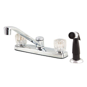 Maxwell® SE Two Handle Kitchen Faucet w/ Acrylic Handles Spray &  8" D-Tube Spout