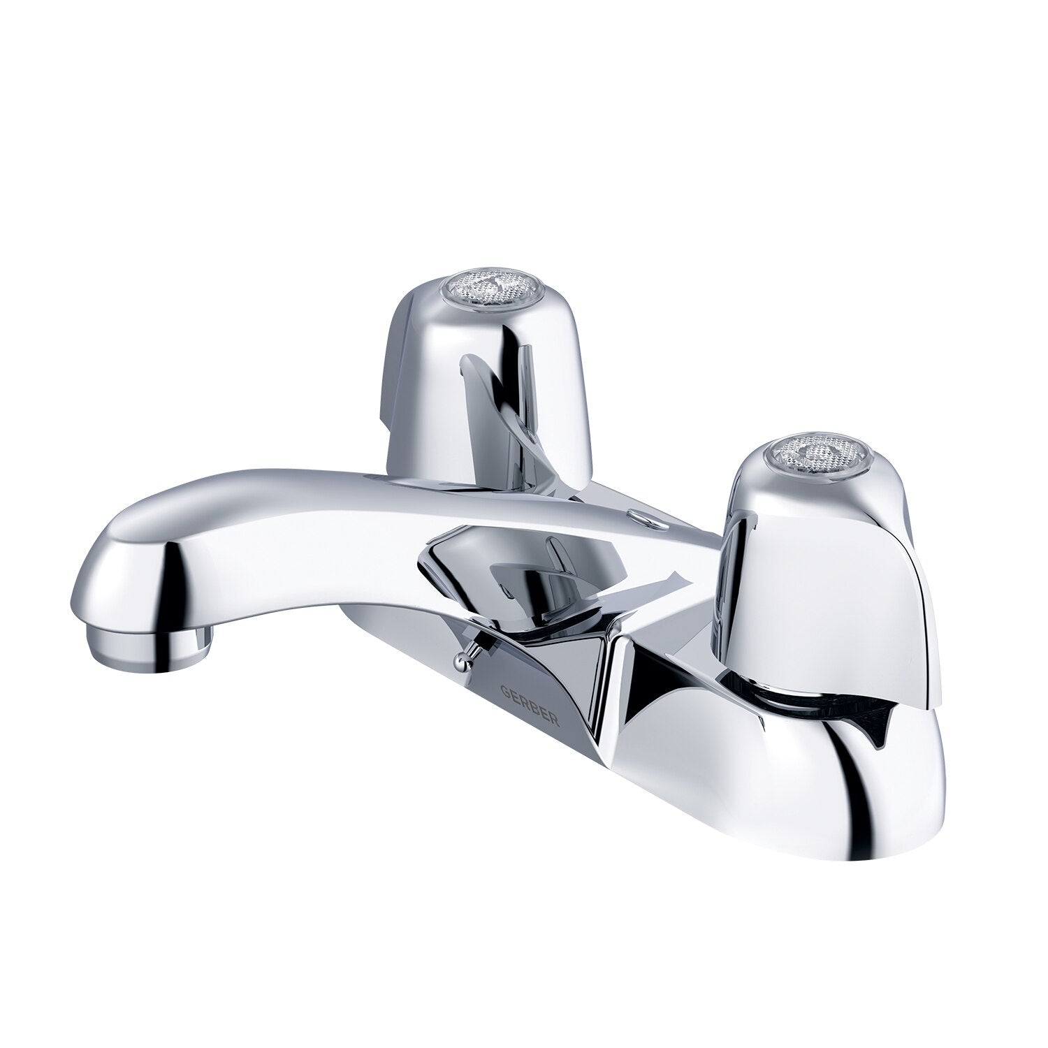 Gerber Classics™ Two Handle Centerset Bathroom Faucet with Metal Handles and Chain Stay