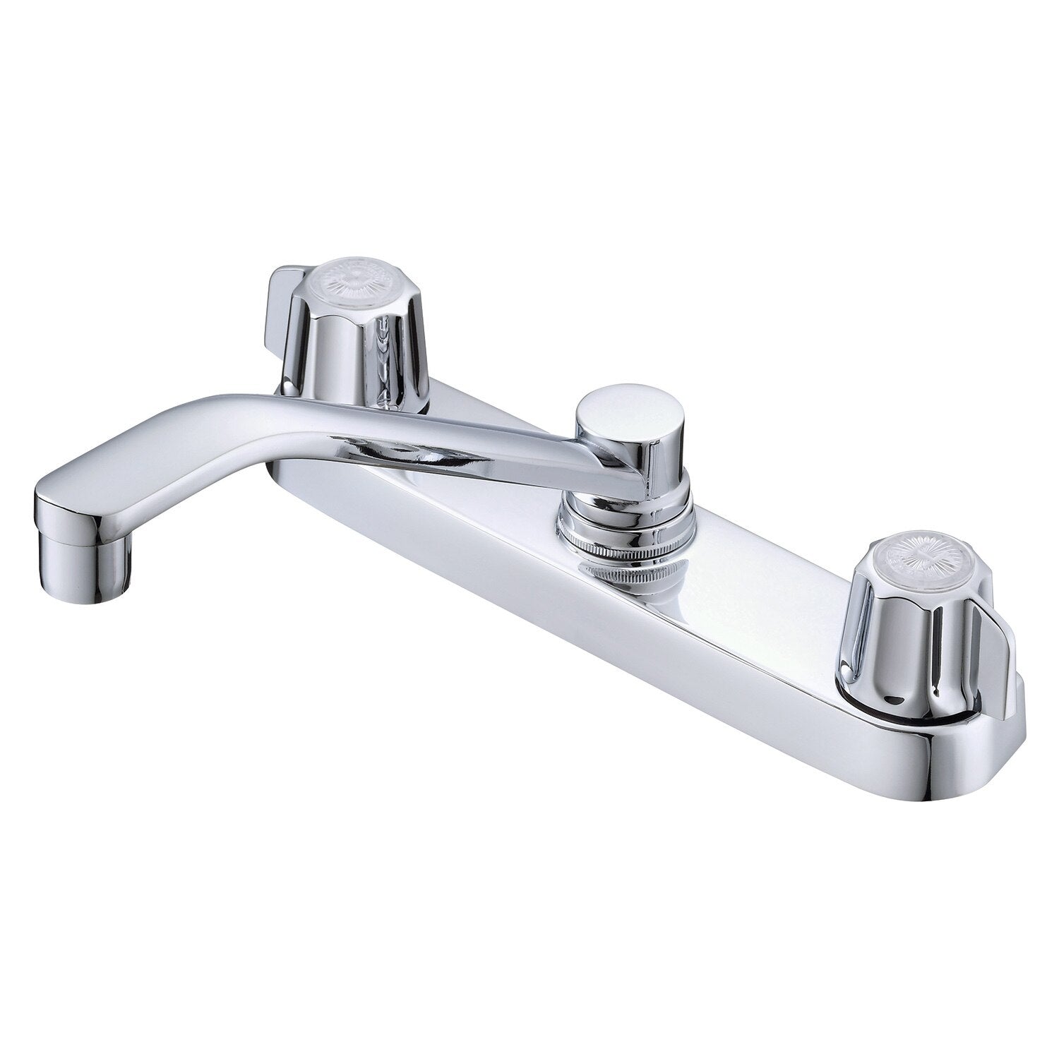 Gerber Classics™ Two Handle Cover Plate Mounted Kitchen Faucet with Metal Fluted Handles and D-Tube Swing Spout