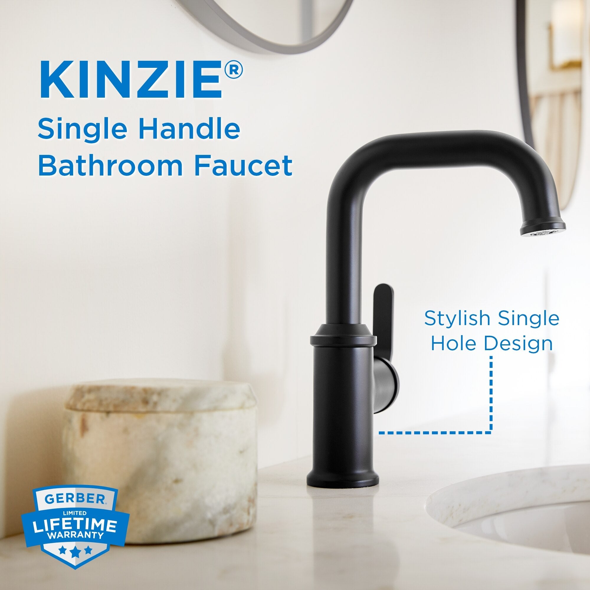 Kinzie® Single Handle Bathroom Faucet with Metal Touch-Down Drain