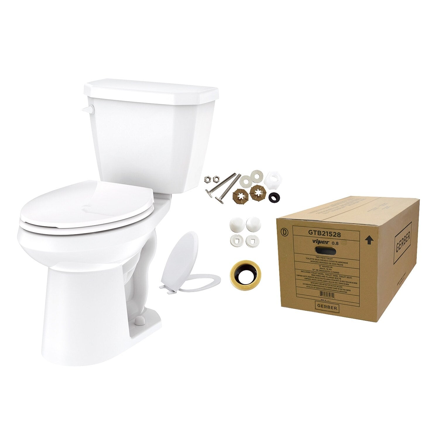 Viper® 0.8 gpf 12” Rough-In “Toilet-In-A-Box” Elongated ErgoHeight™ Toilet with Side Lever