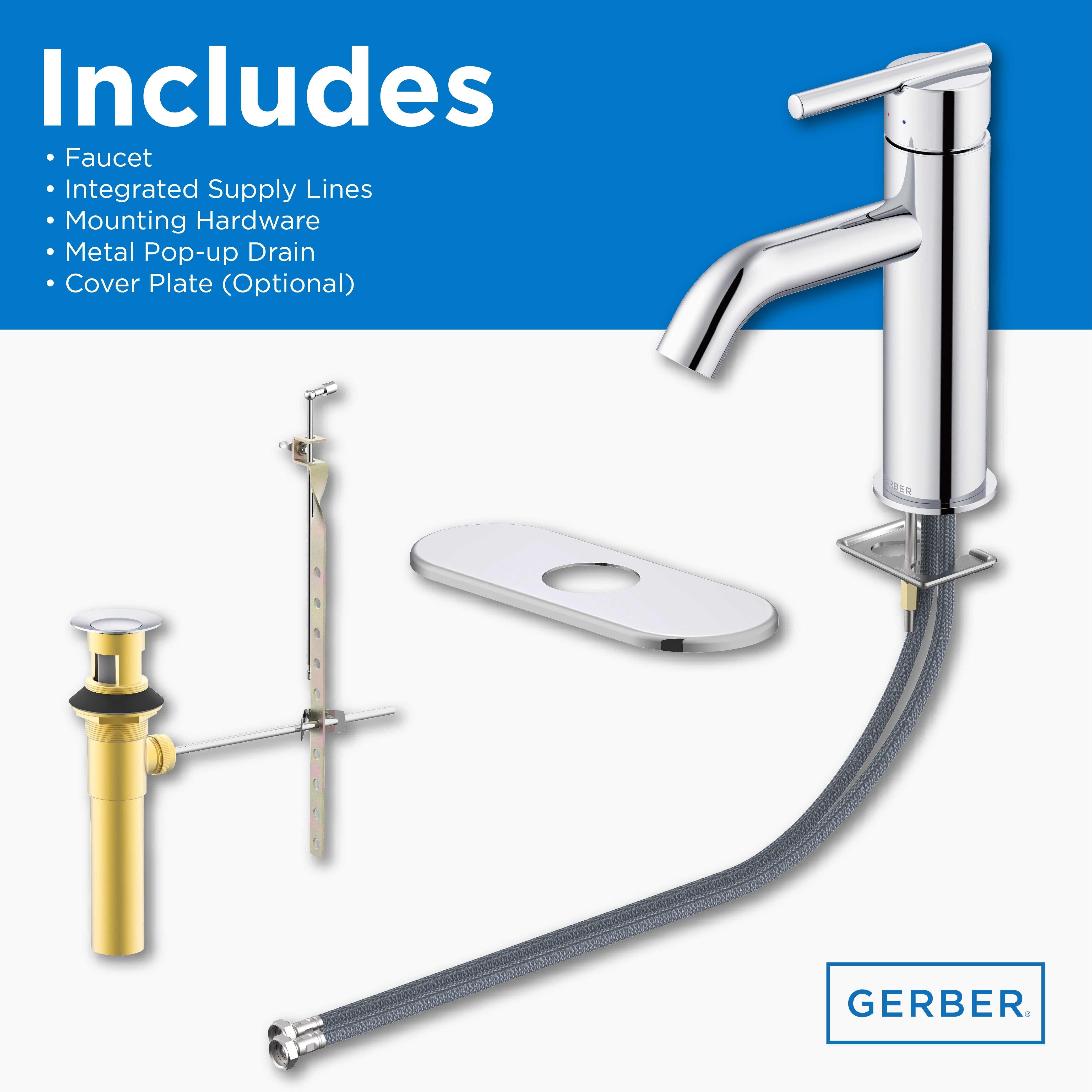 Parma® Single Handle Bathroom Faucet with Metal Pop-Up Drain