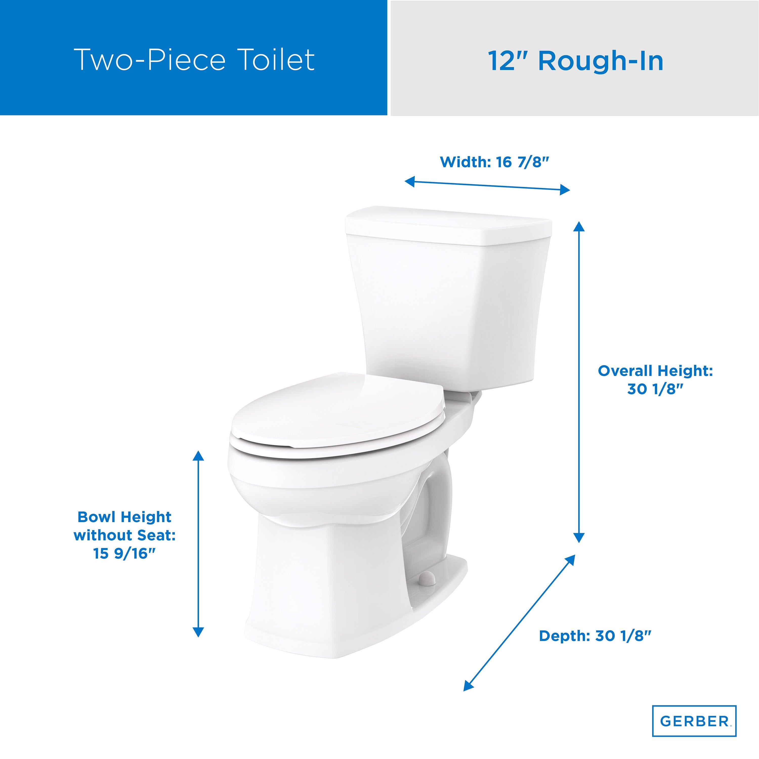 Avalanche® 1.28 gpf 12” Rough-In Two-Piece Elongated Toilet