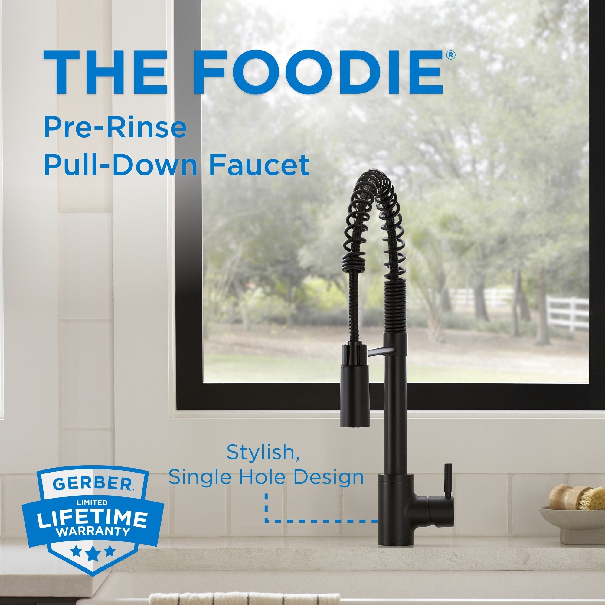 The Foodie® Pre-Rinse Single Handle Pull-Down Kitchen Faucet