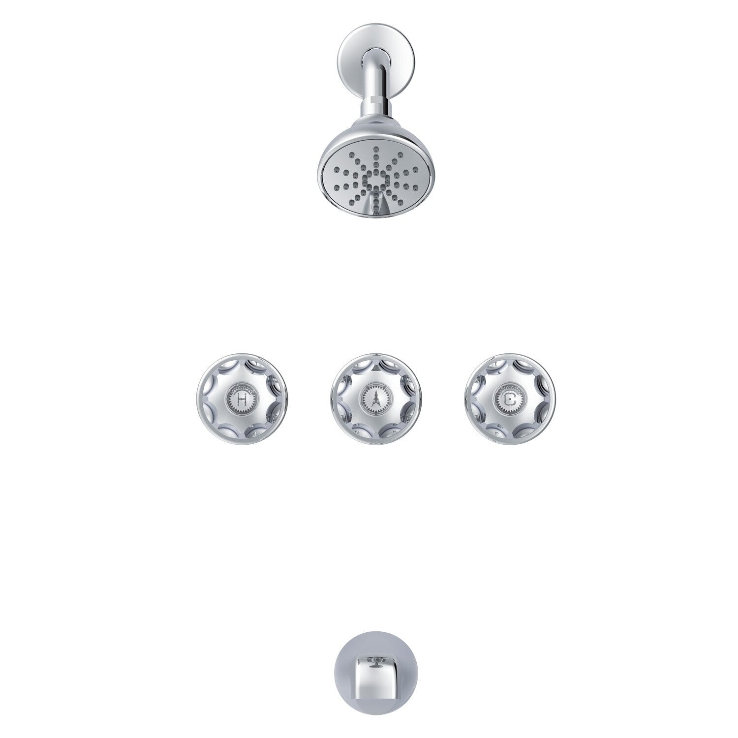 Gerber Classics™ Three Metal Fluted Handle Sliding Sleeve Escutcheon Tub & Shower Fitting with Sweat Connections & Threaded Spout