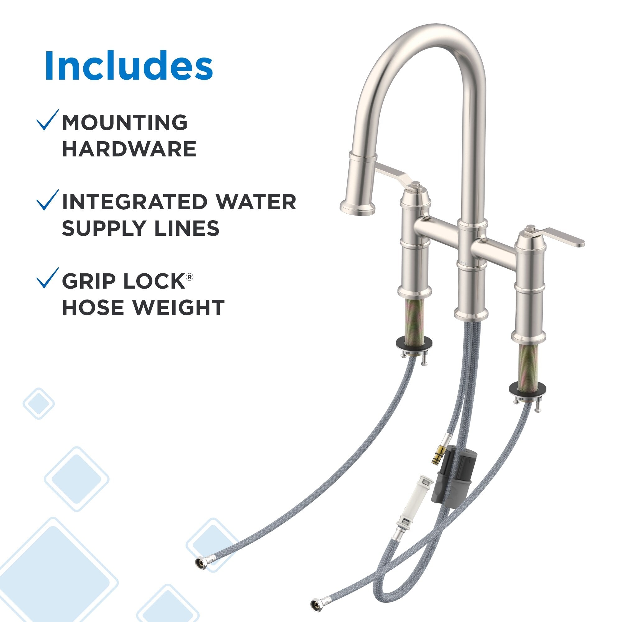 Kinzie® Two Handle Pull Down Bridge Kitchen Faucet