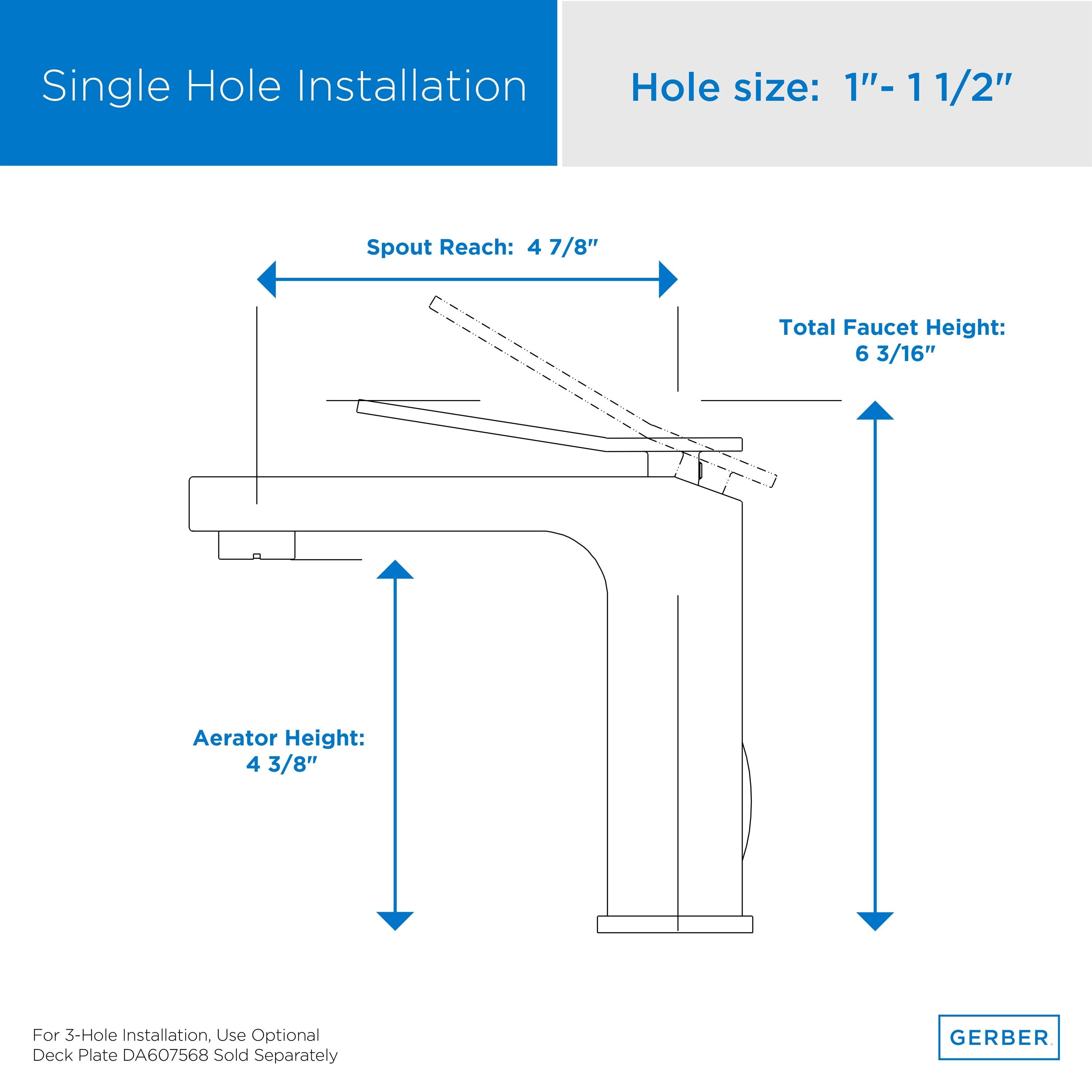 Avian® Single Handle Bathroom Faucet with Metal Touch-Down Drain