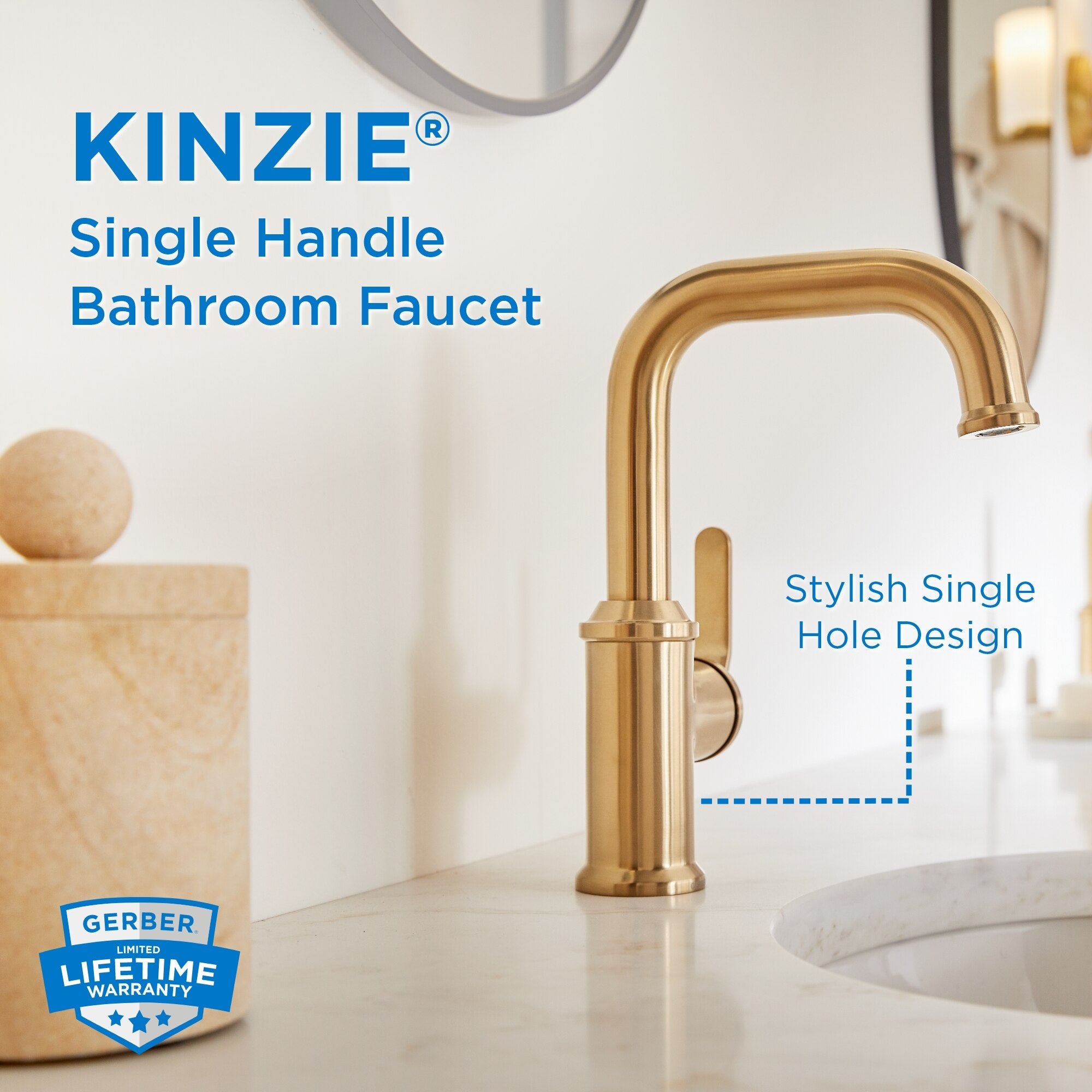 Kinzie® Single Handle Bathroom Faucet with Metal Touch-Down Drain