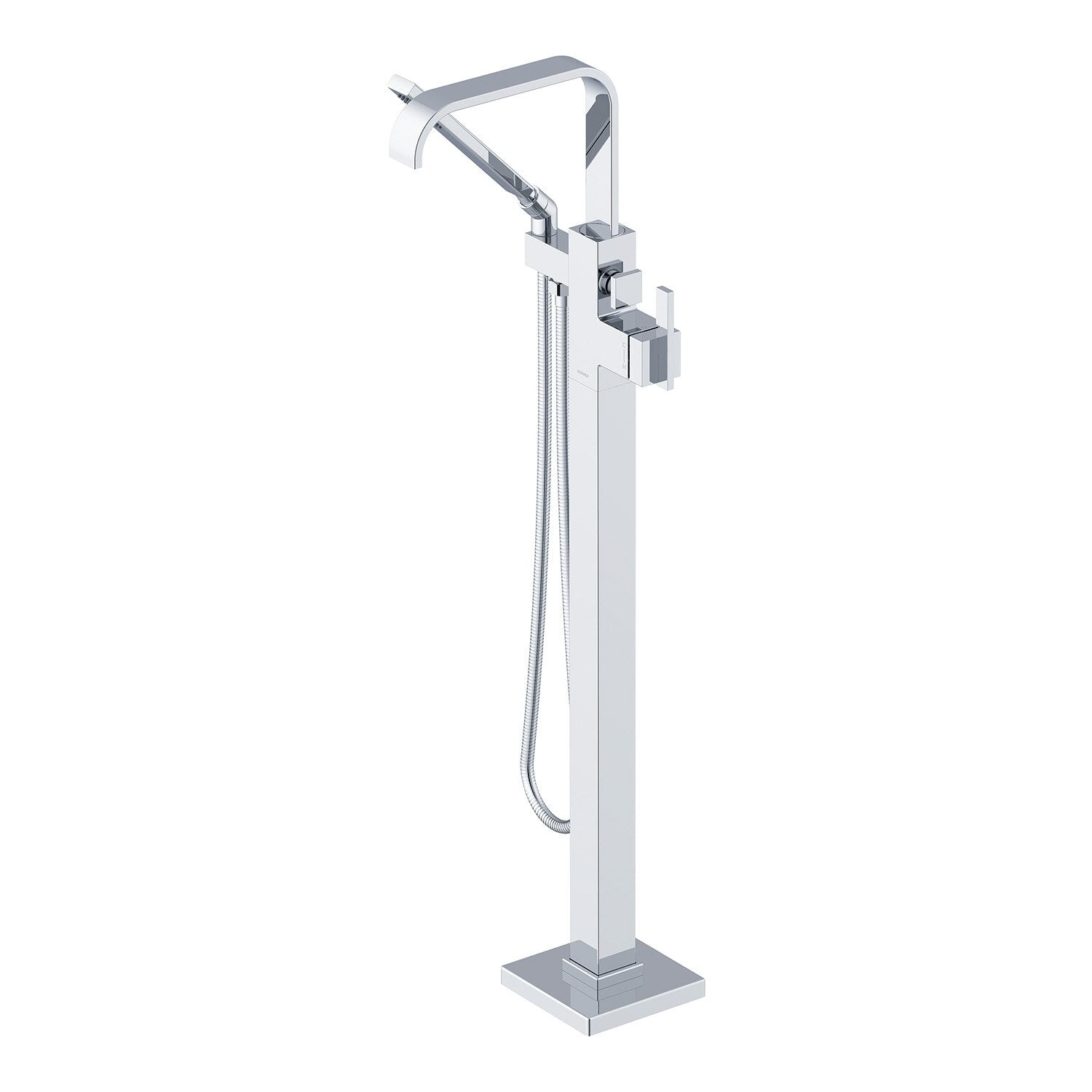 Square Floor Mount Tub Filler Trim Kit with Handshower